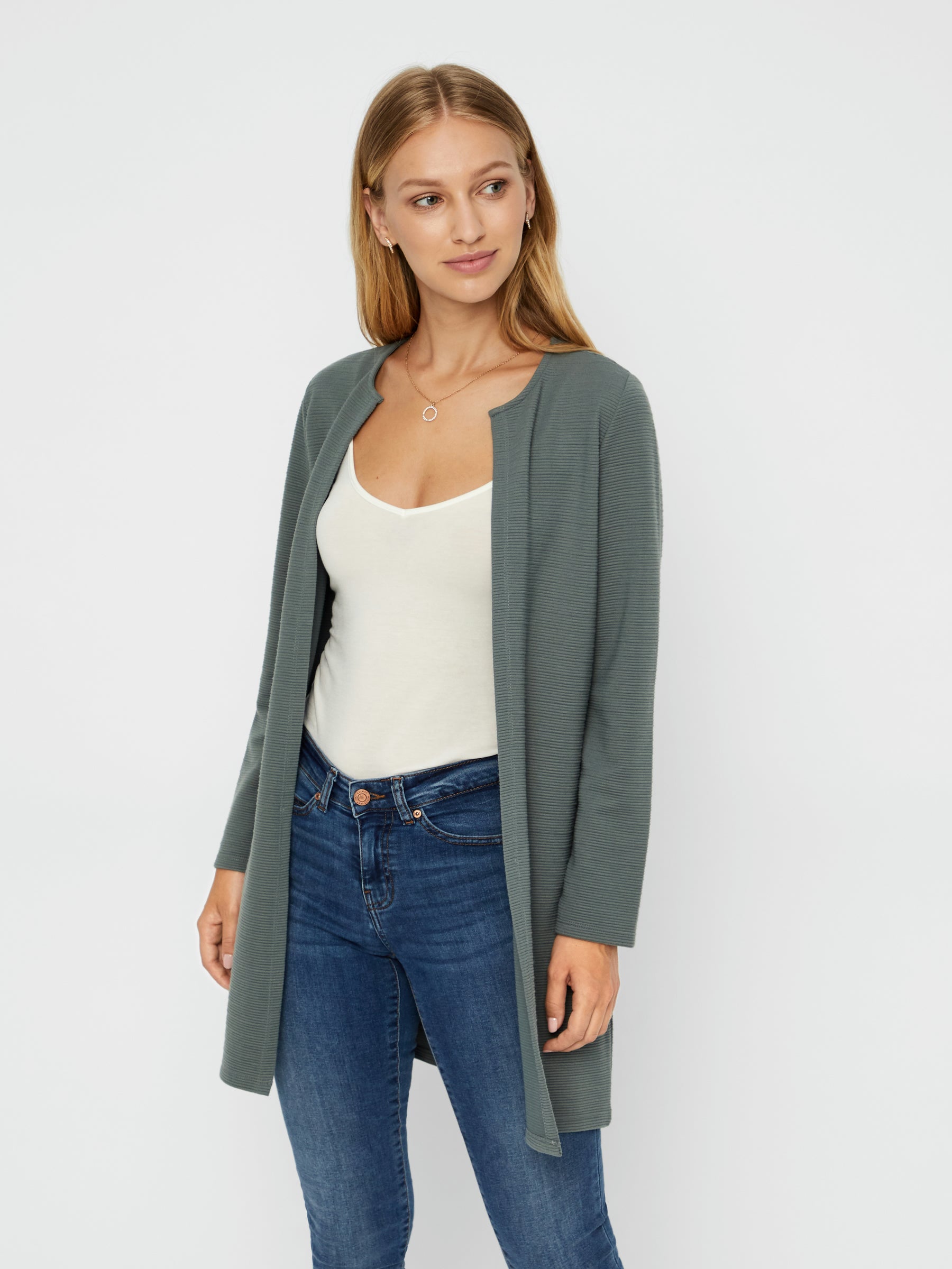 Noisy May Langermet gilet long col rond stretch