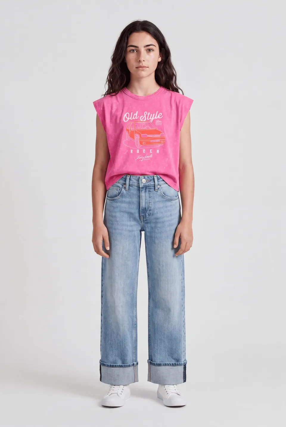 Teddy Smith T-Tany MC JR débardeur fushia coton vintage