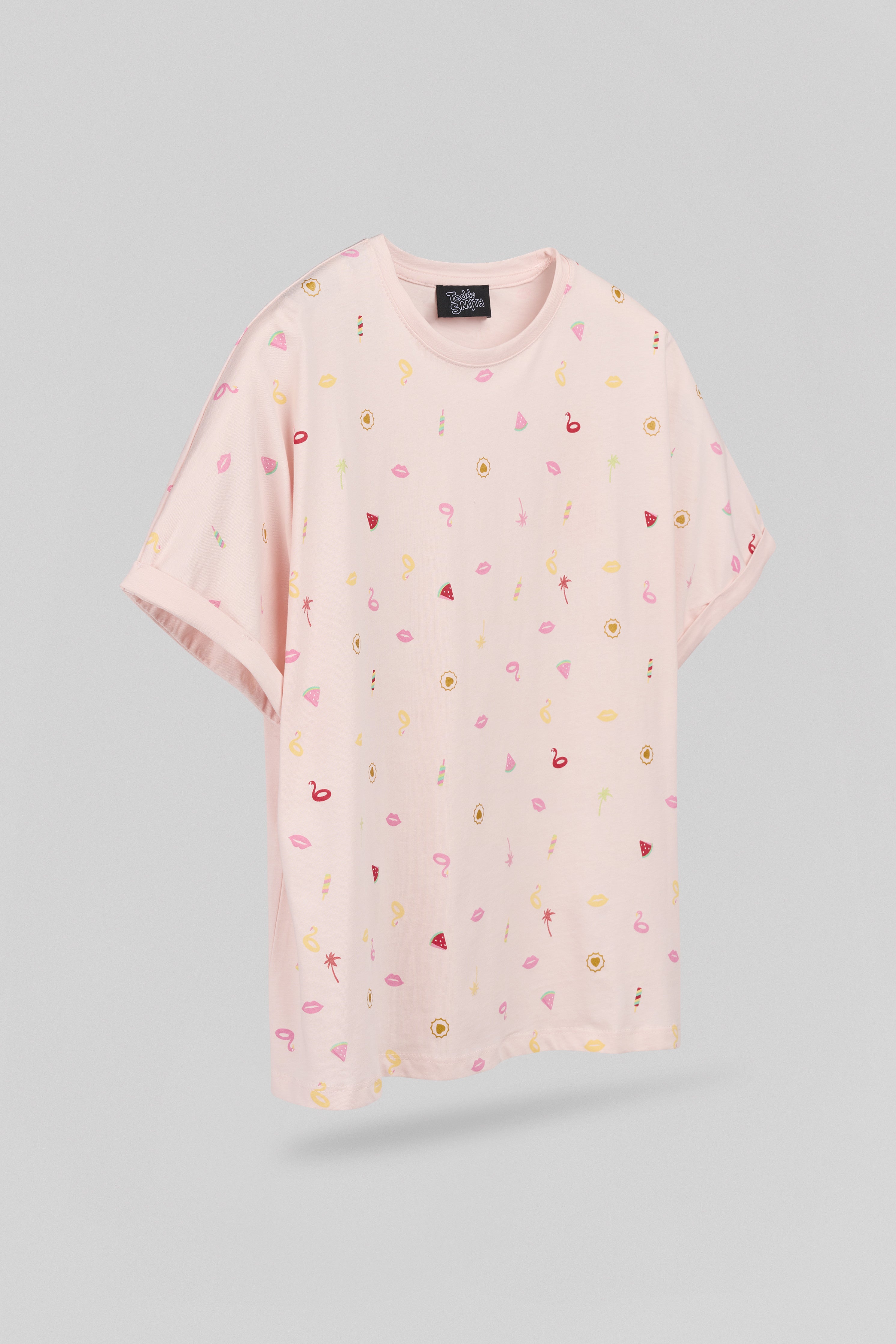TEDDY SMITH T-KADY MC t-shirt femme rose imprimé