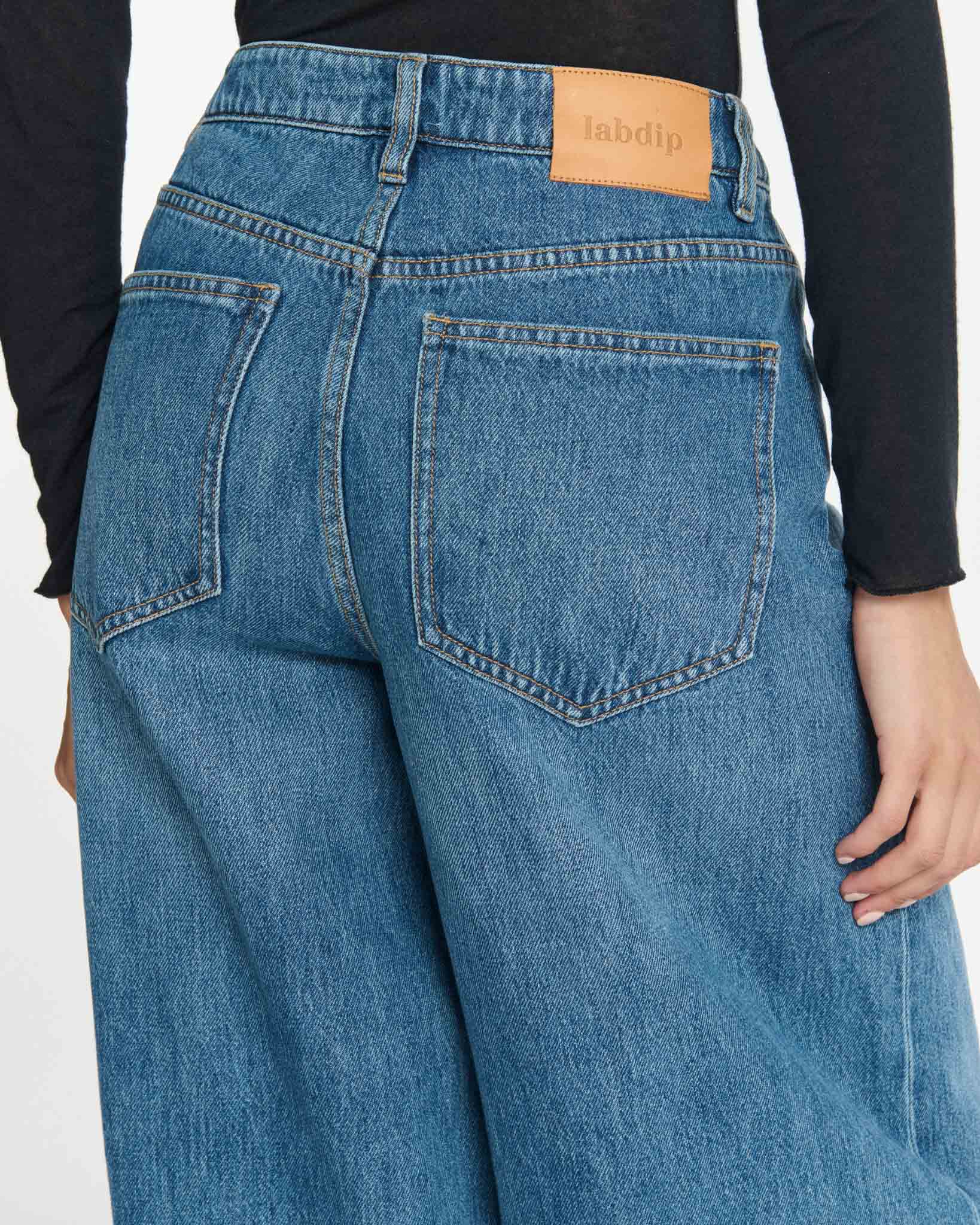Labdip York Denim IN 30 Mid Blue jean wide leg coton