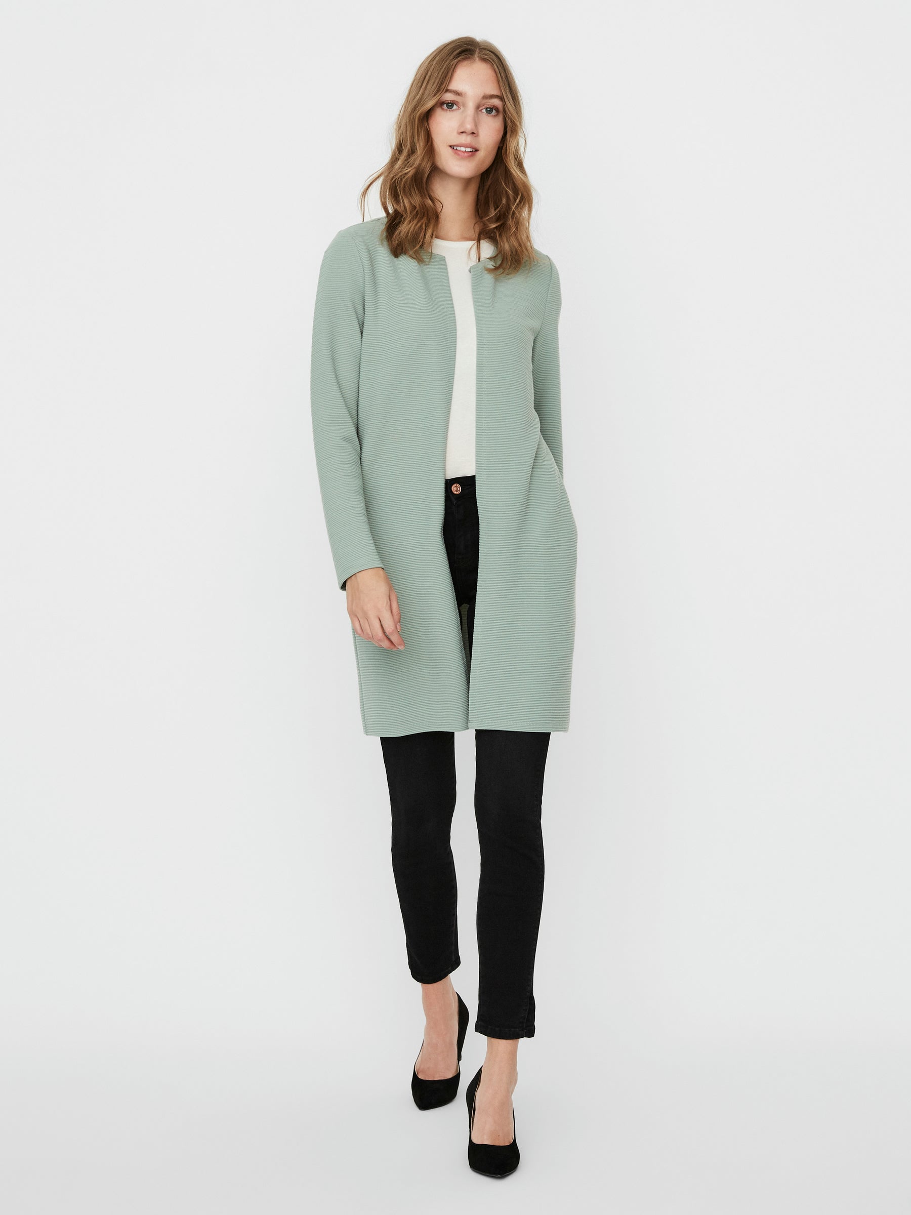 Noisy May cardigan long col rond stretch doux