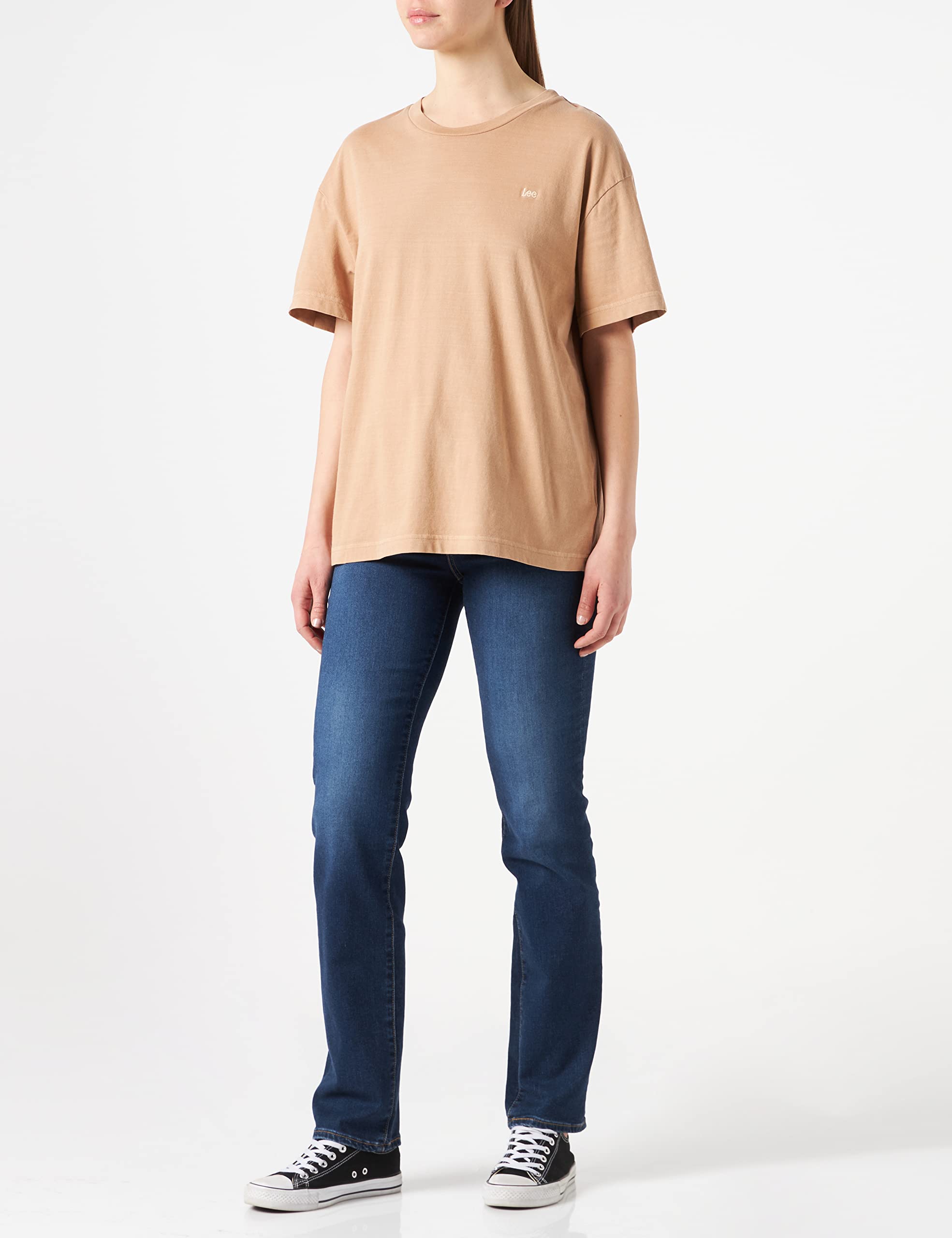 Lee Plain Crew Neck t-shirt femme Beige M col rond