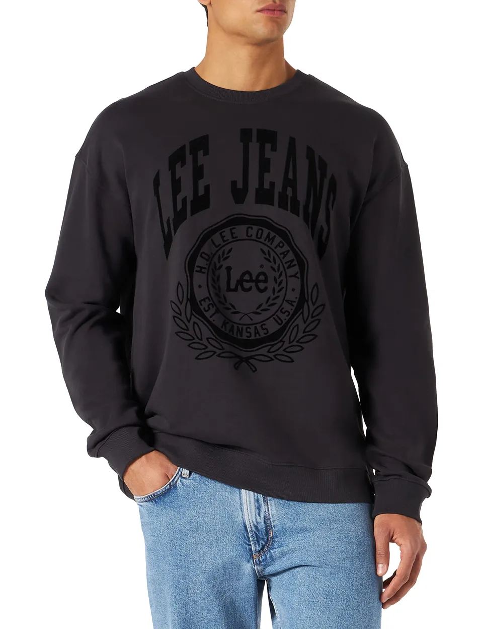 Lee Crew Seasonal sweat homme noir délavé XL