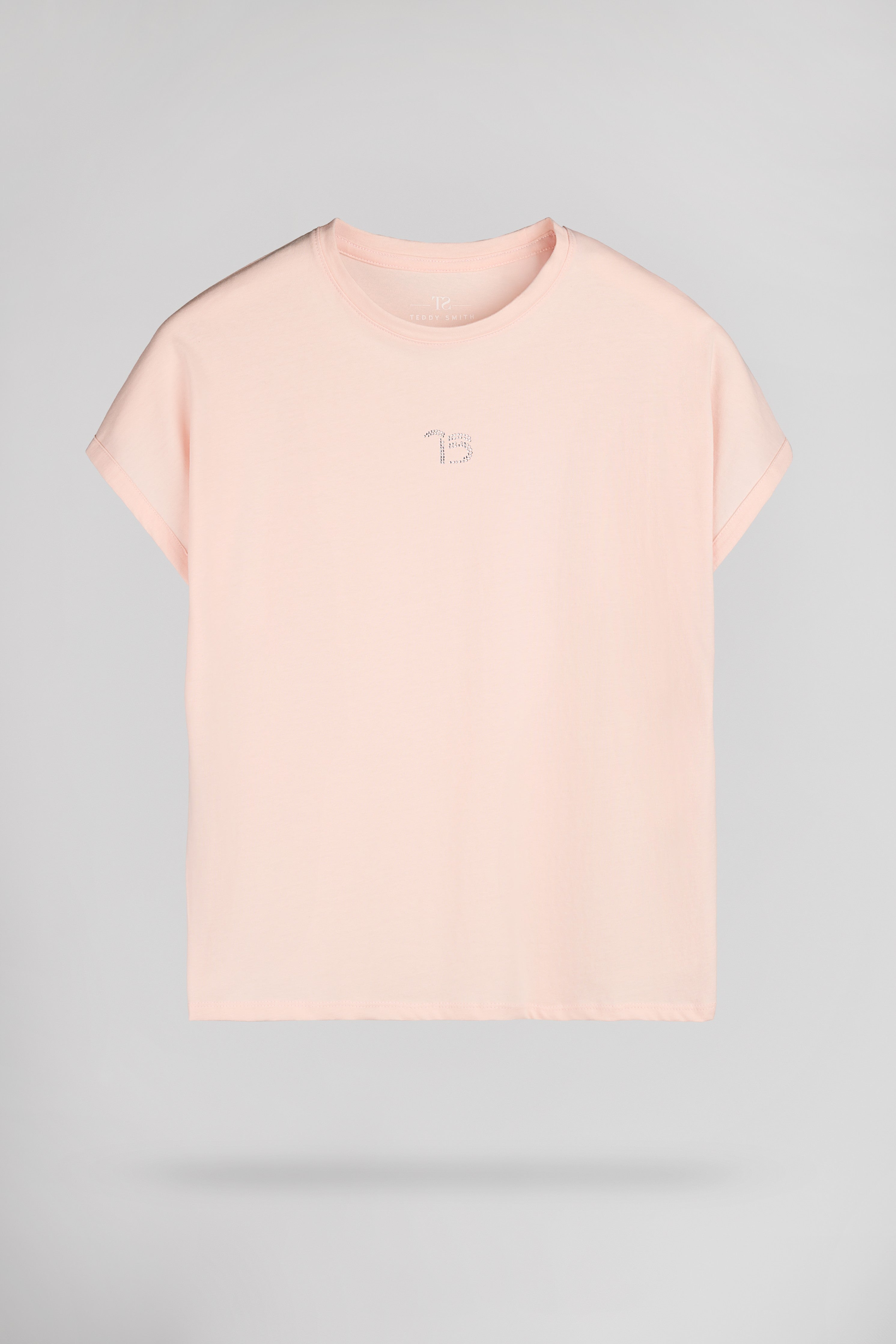Teddy Smith T-Diana MC t-shirt rose strass coton