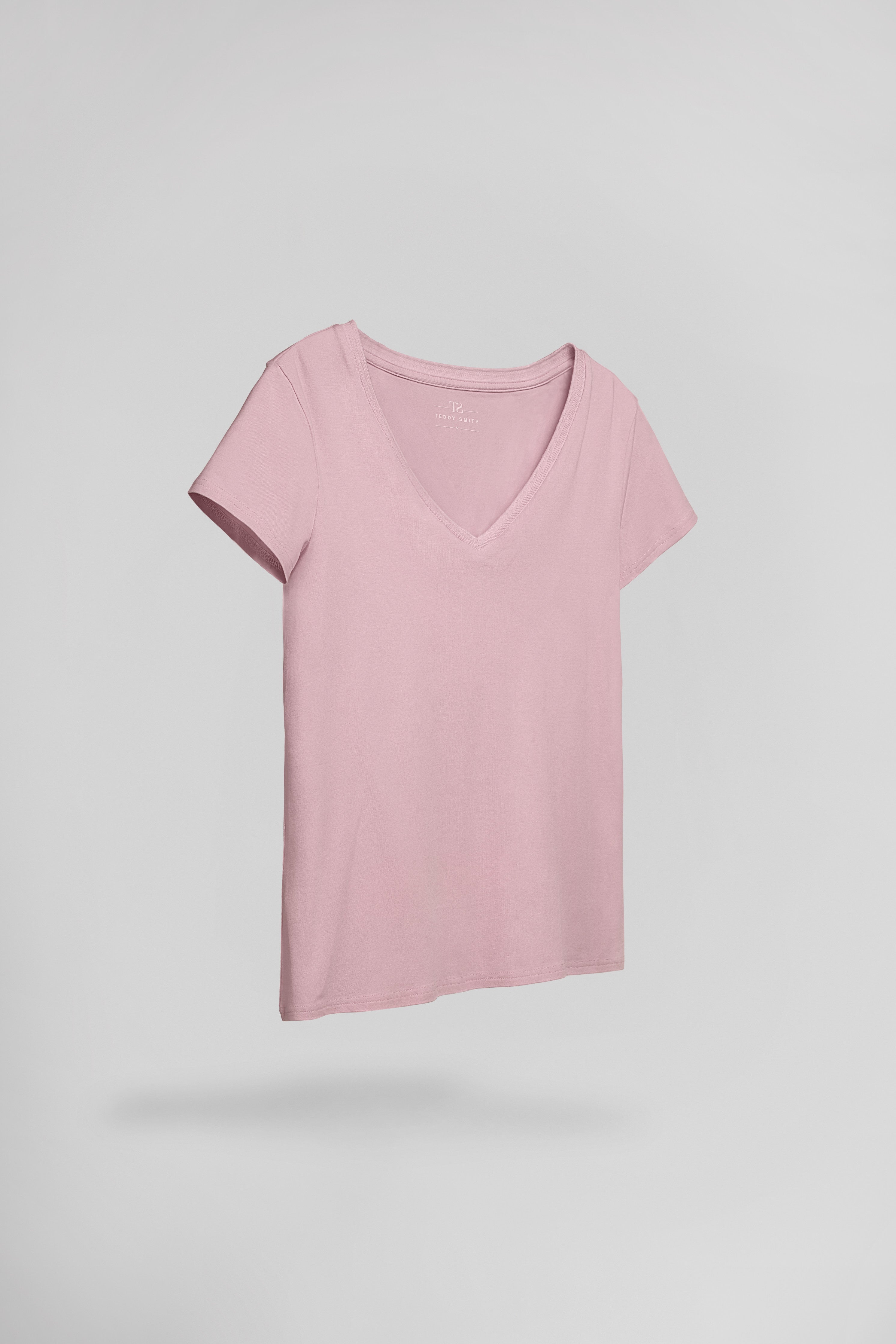 Teddy Smith T-Mia t-shirt col V vieux rose modal