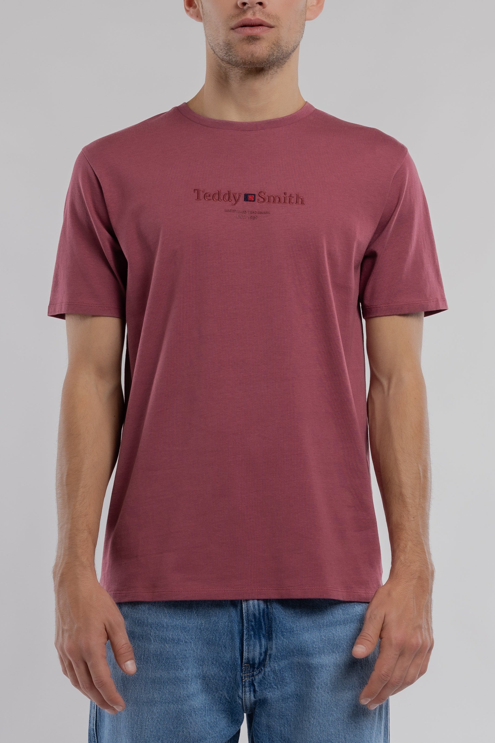 Teddy Smith T-Jim MC t-shirt framboise foncé homme col rond