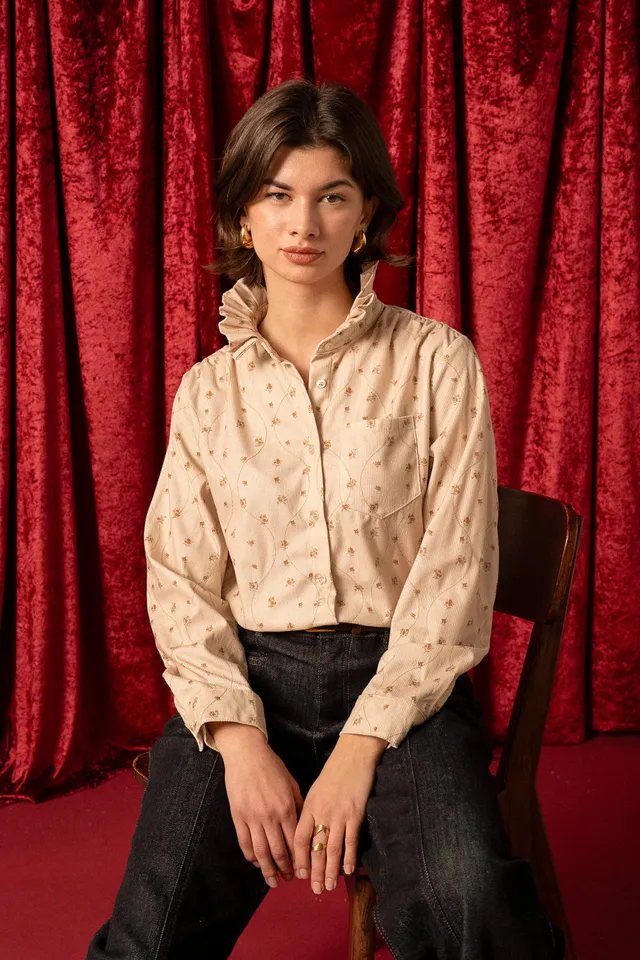 Maison Onado Napoline chemise velours crème coton
