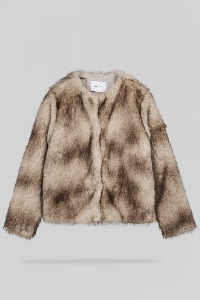 Teddy Smith M-Valou manteau fausse fourrure ivoire doublé