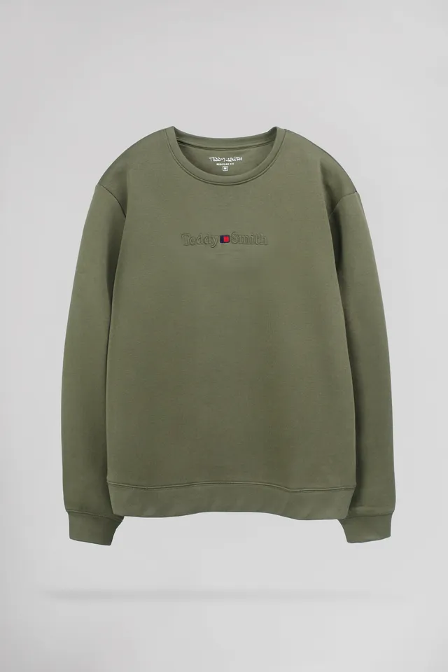 Teddy Smith S-Jim sweat col rond dusty kaki chaud