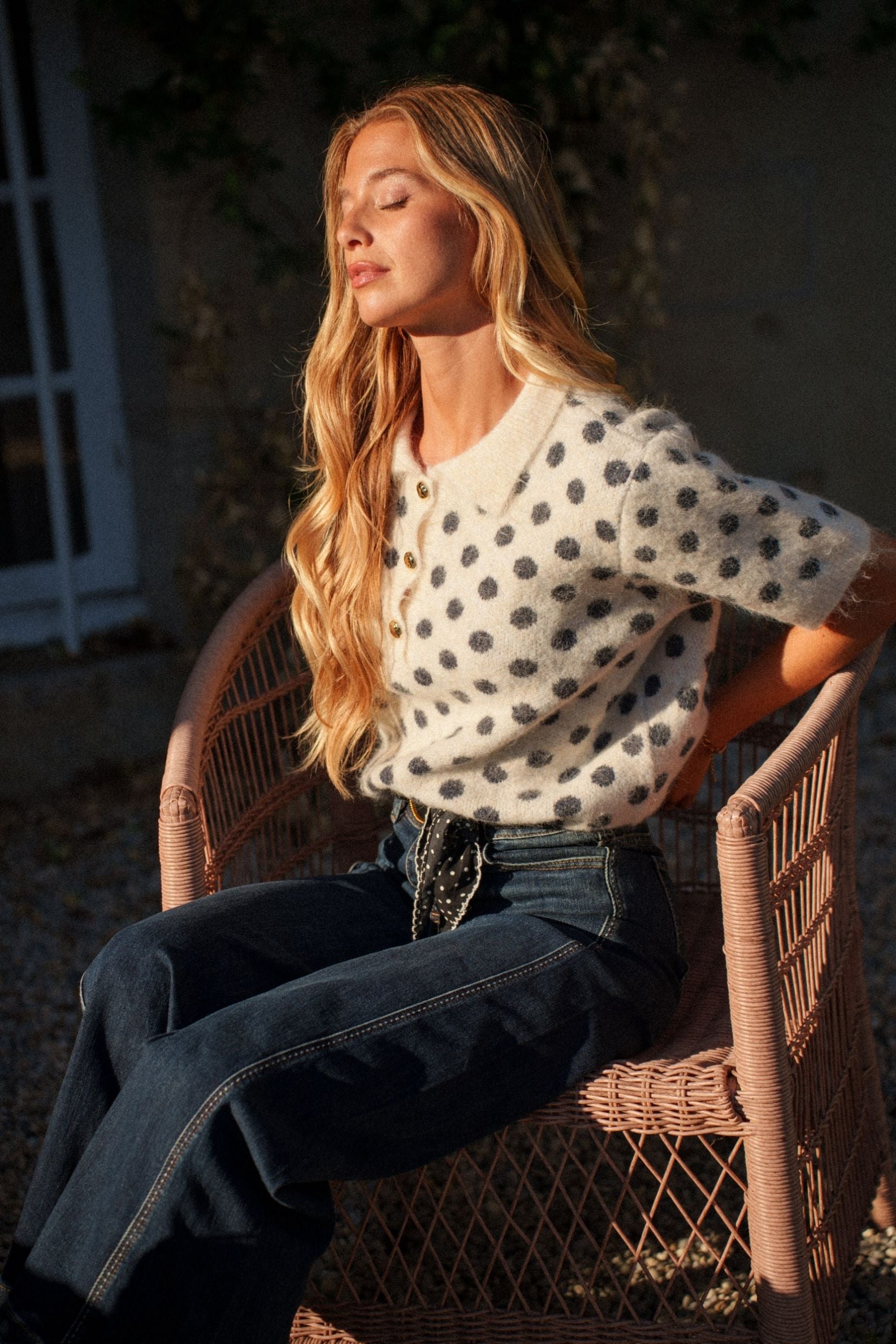 Maison Onado Marilou pull pois col polo taille unique
