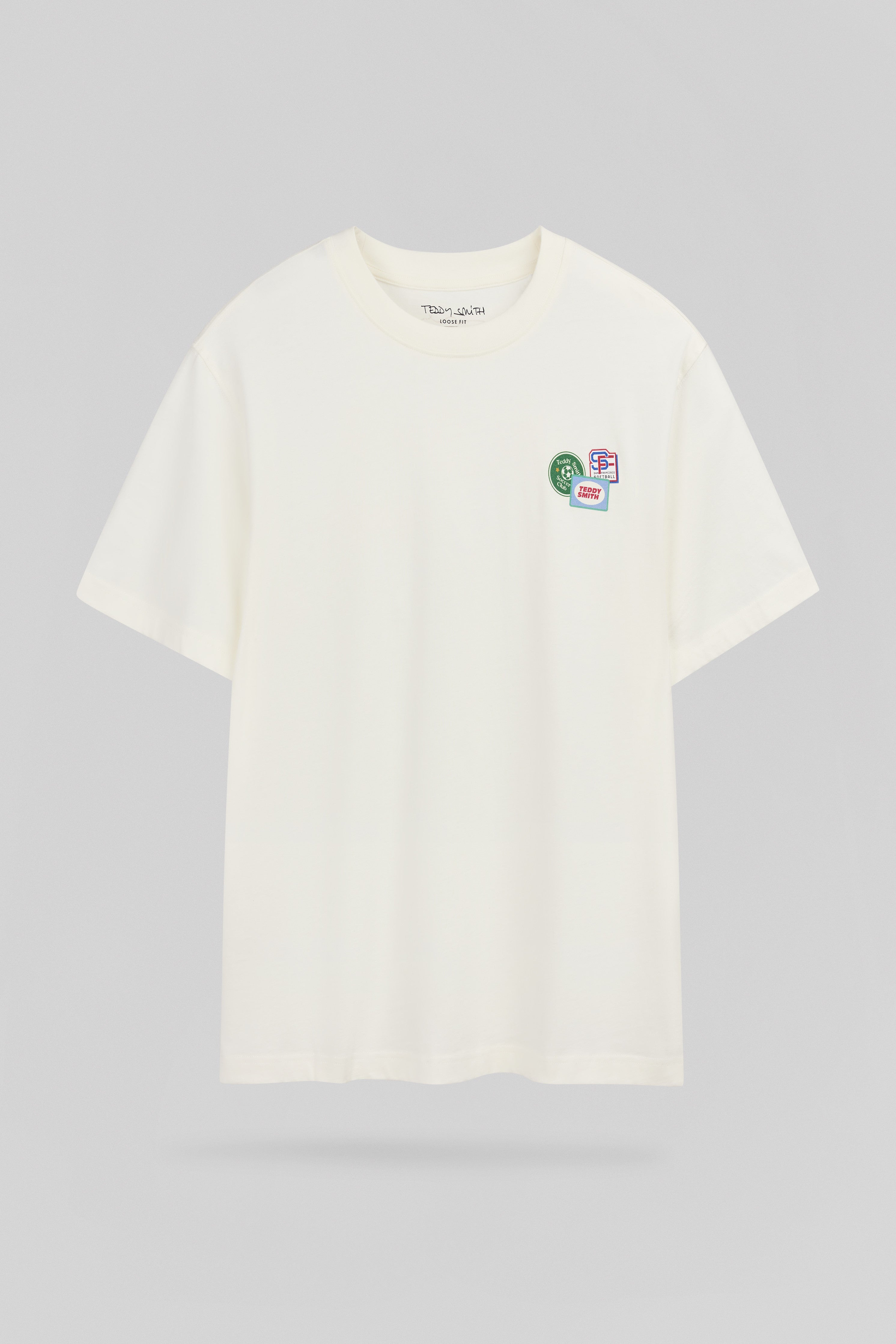 Teddy Smith T-Badges MC t-shirt ample middle white coton