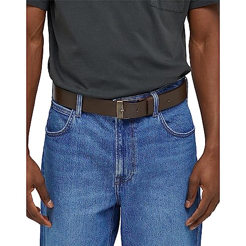 Lee Logo Buckle Ceinture Homme Marron Foncé Cuir