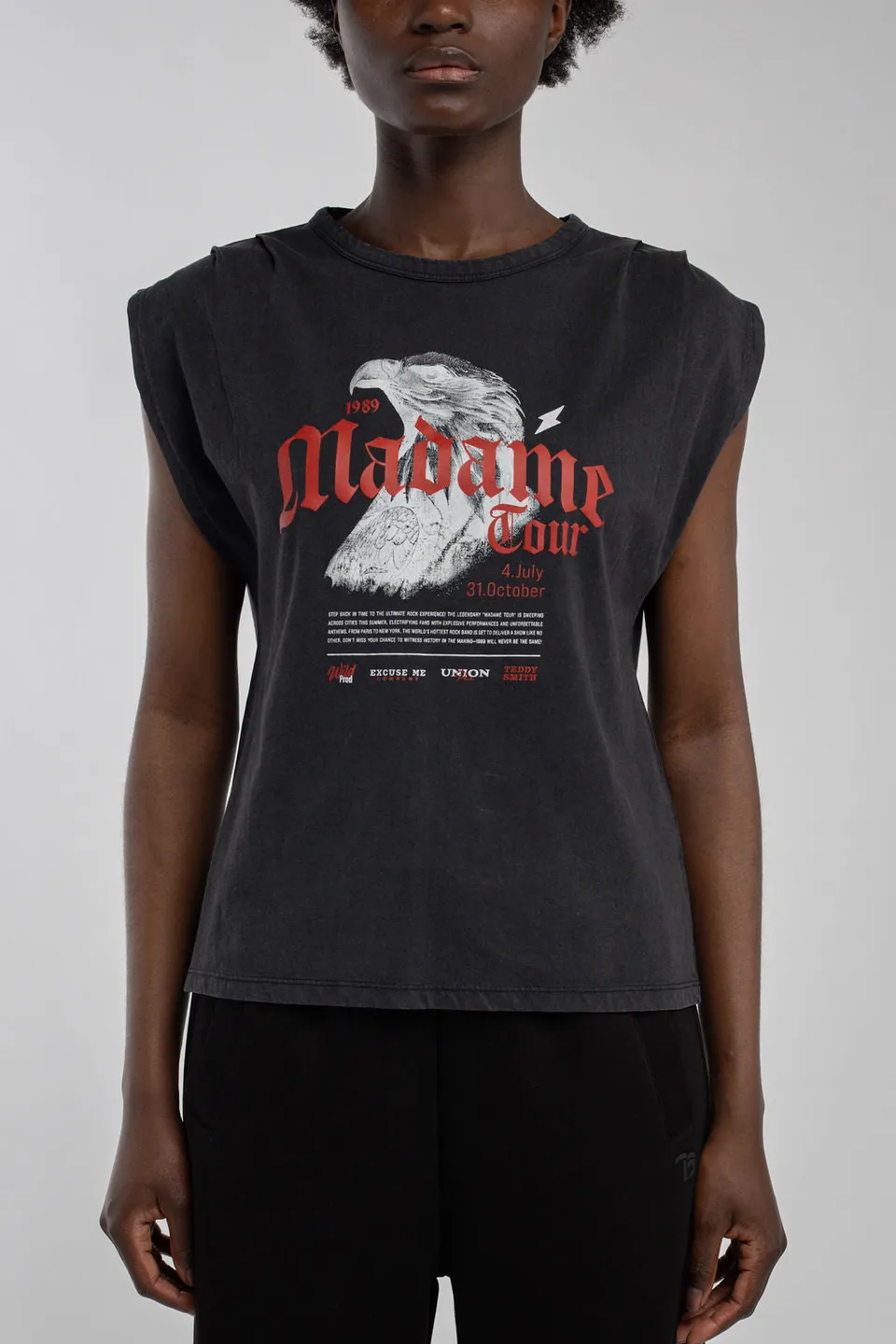 Teddy Smith T-Aimy T-shirt col rond femme noir drapé épaules