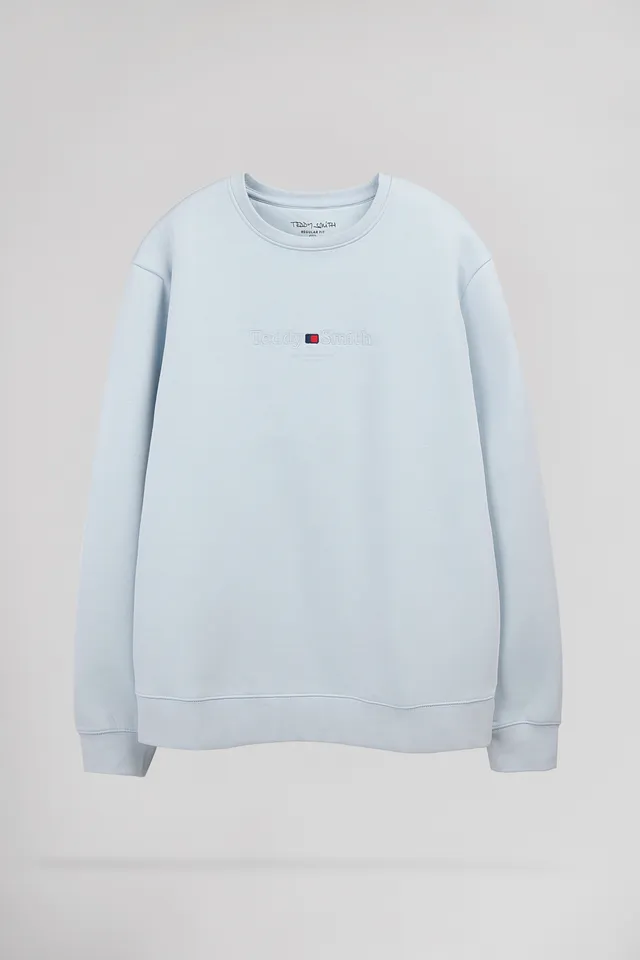 Teddy Smith S-Jim sweat col rond bleu pastel homme