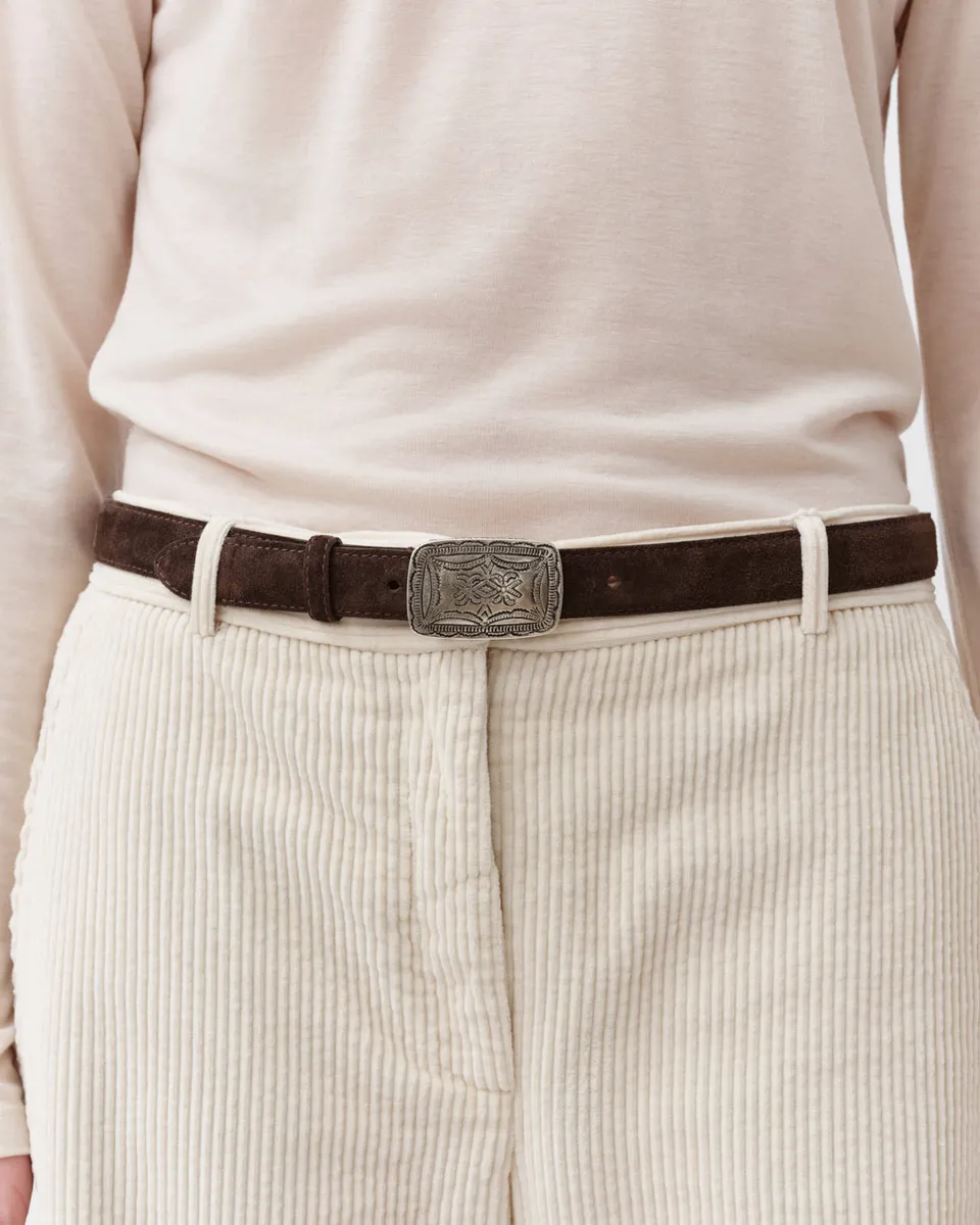 Diega Cenwo ceinture cuir chocolat boucle gravée
