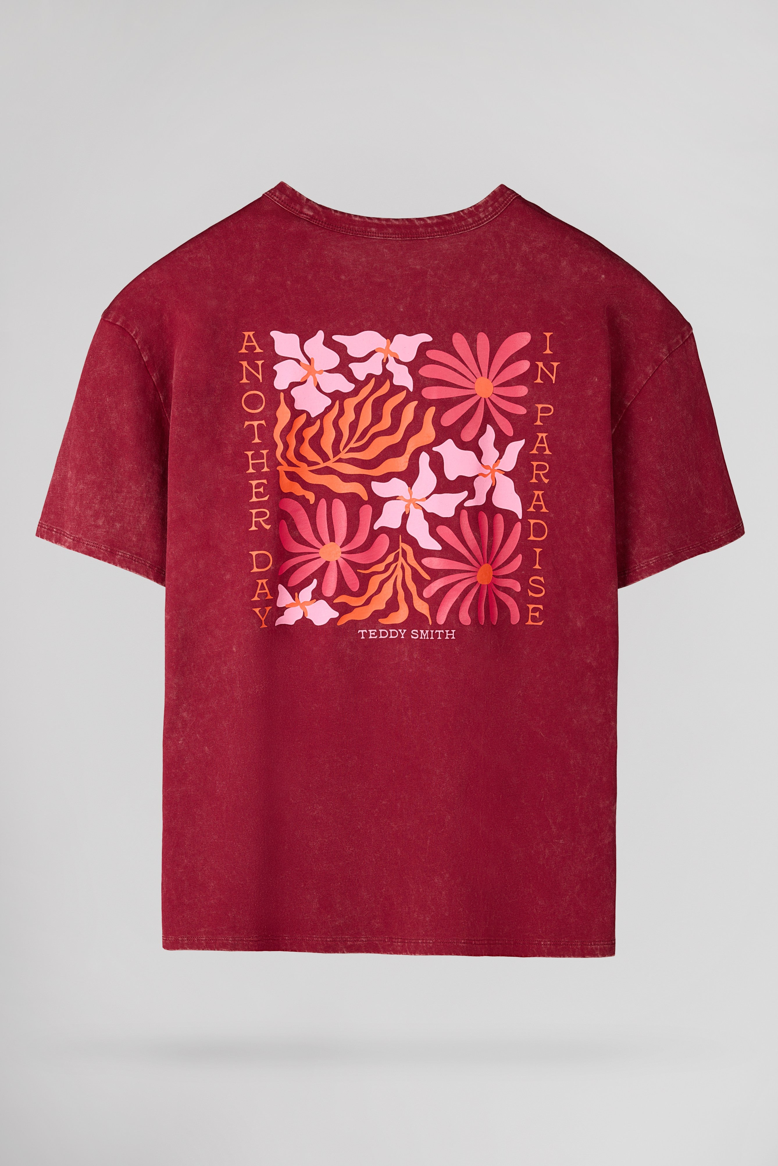 Teddy Smith T-Florali MC t-shirt oversize grenat femme