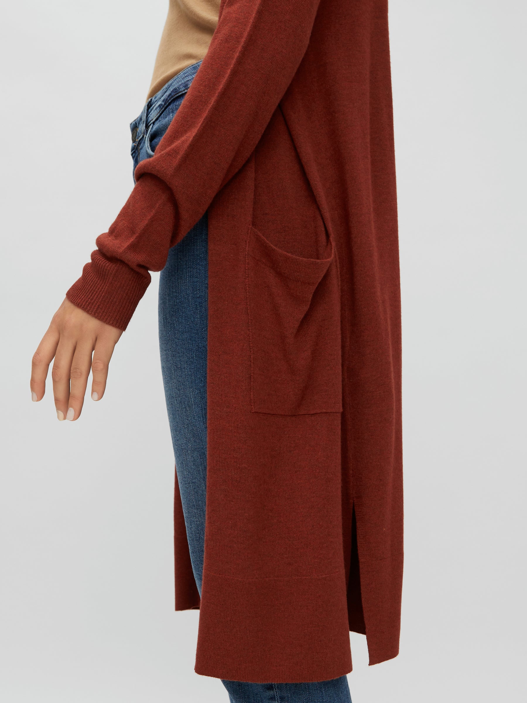 Noisy May gilet long ouvert maille viscose poches