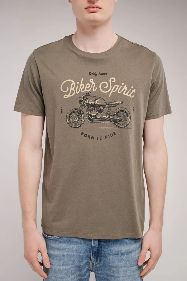 Teddy Smith T-Carso MC t-shirt kaki imprimé moto homme