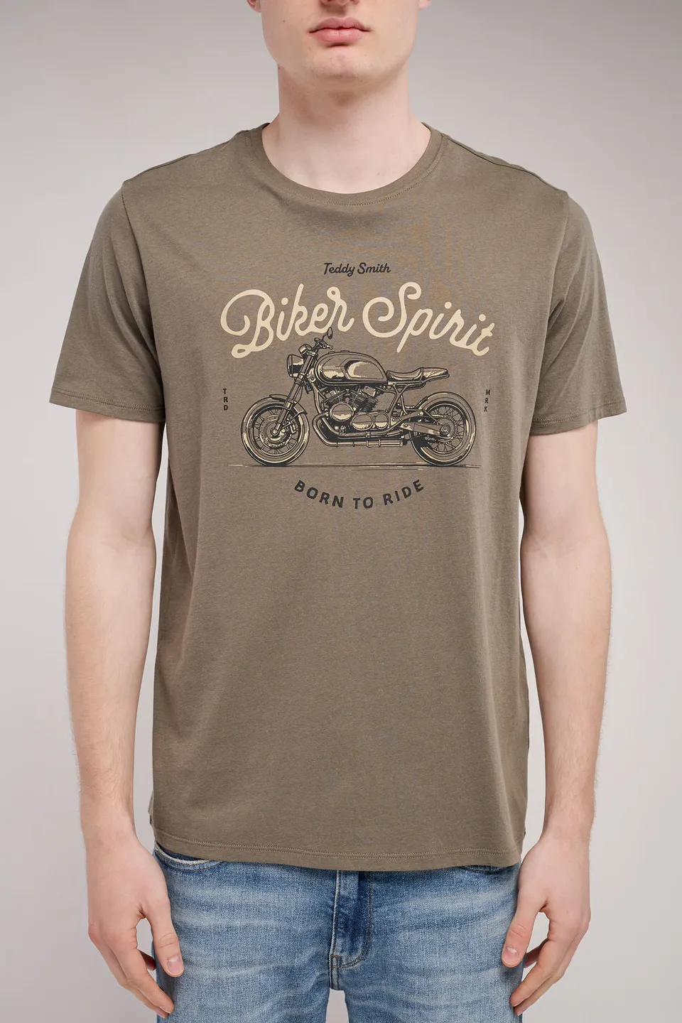 Teddy Smith T-Carso MC t-shirt kaki imprimé moto homme
