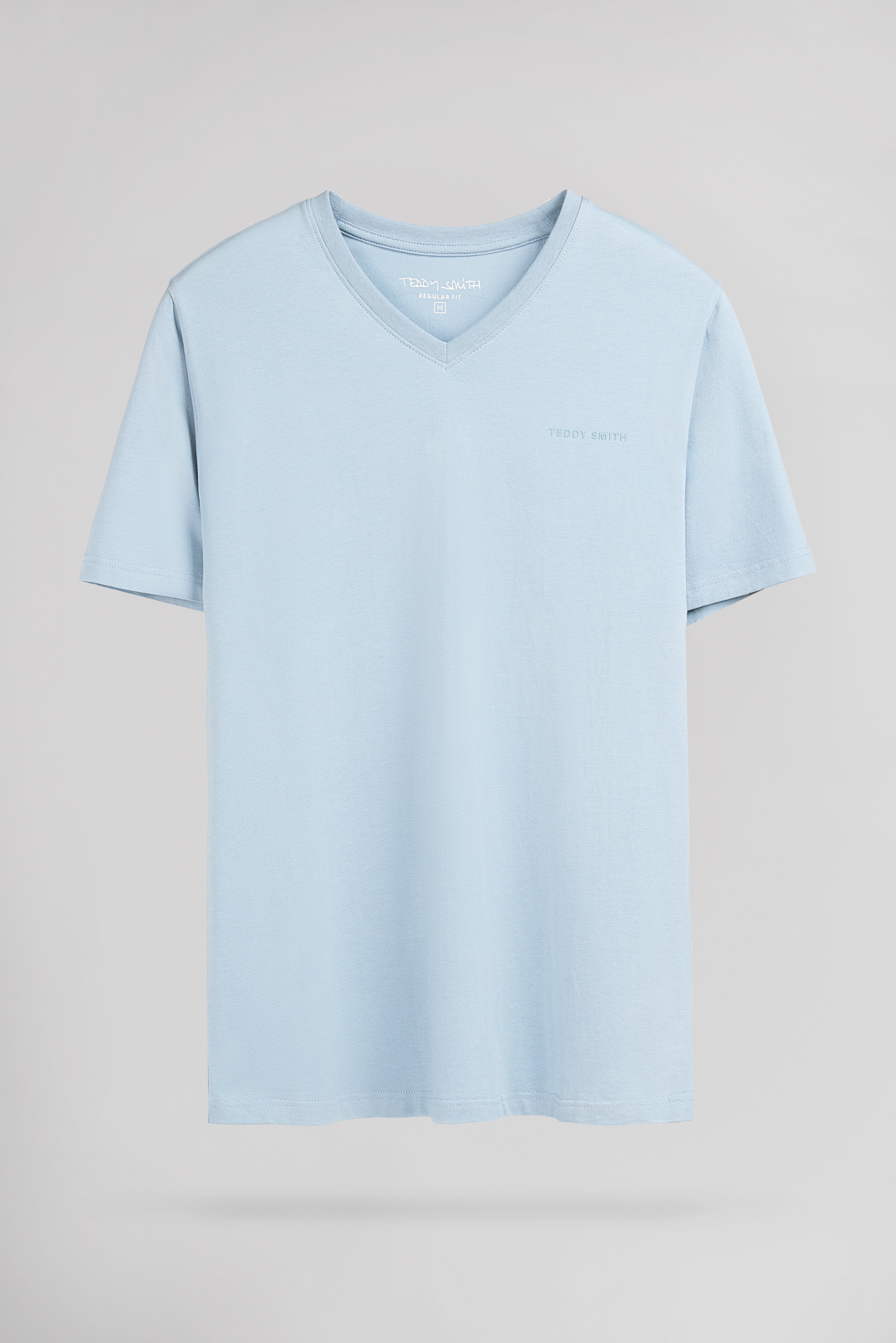 Teddy Smith Tawax 2 MC t-shirt col V bleu pastel homme