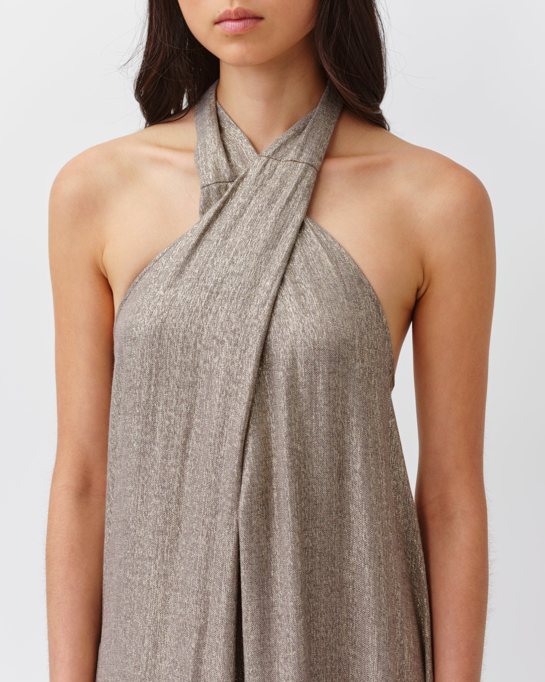 DIEGA Ranza robe dorée longue fluide