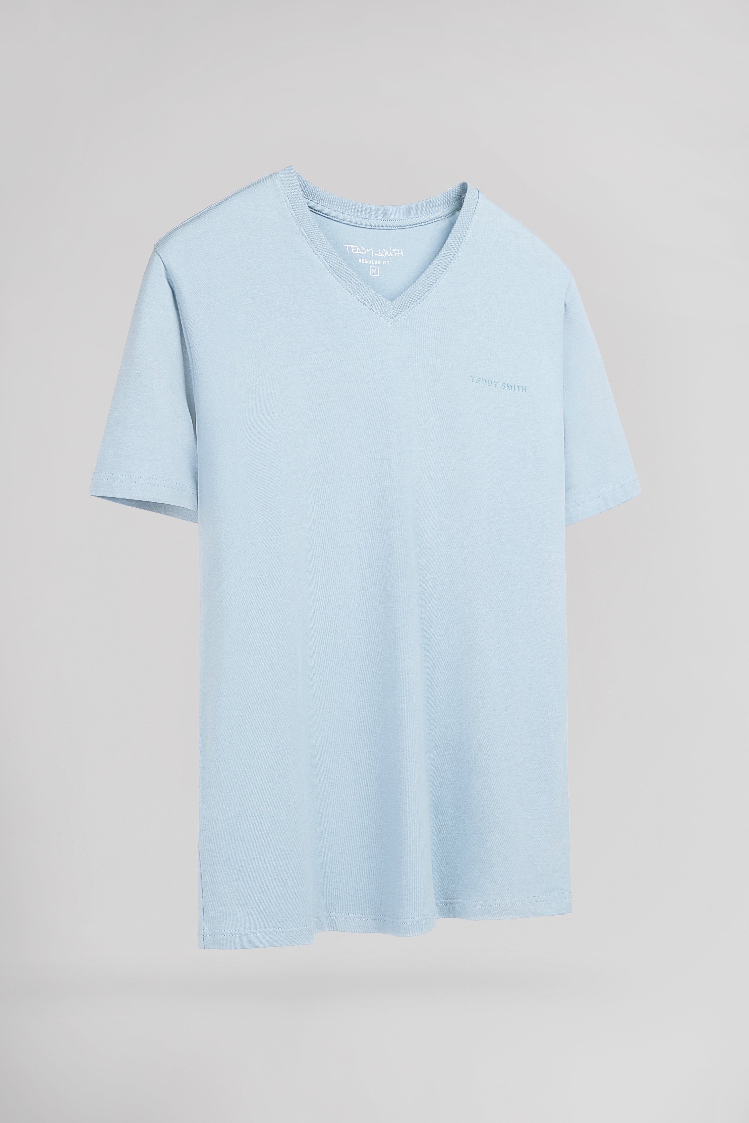 Teddy Smith Tawax 2 MC t-shirt col V bleu pastel homme