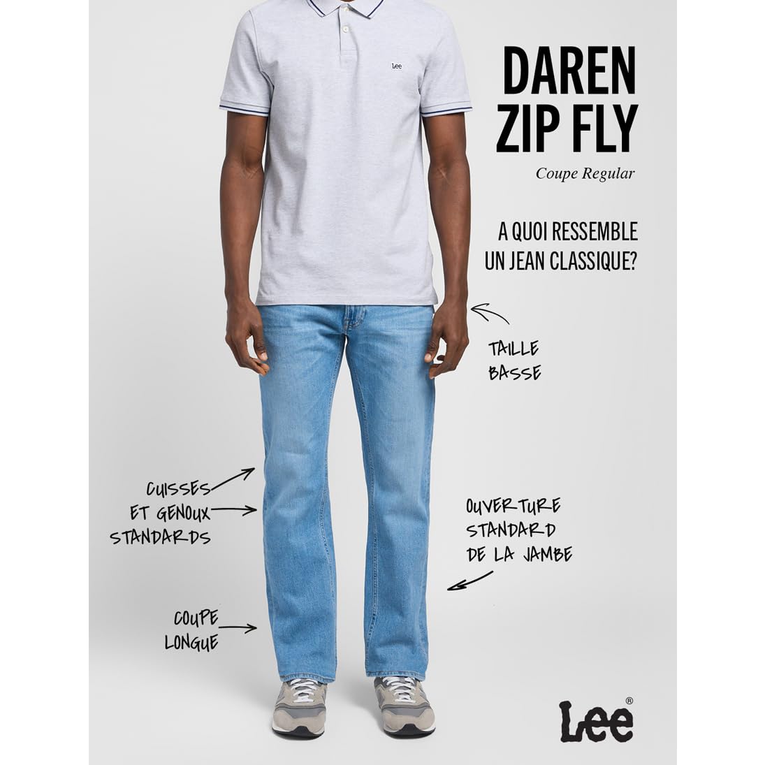 Lee Daren Zip Fly jean homme droit powder