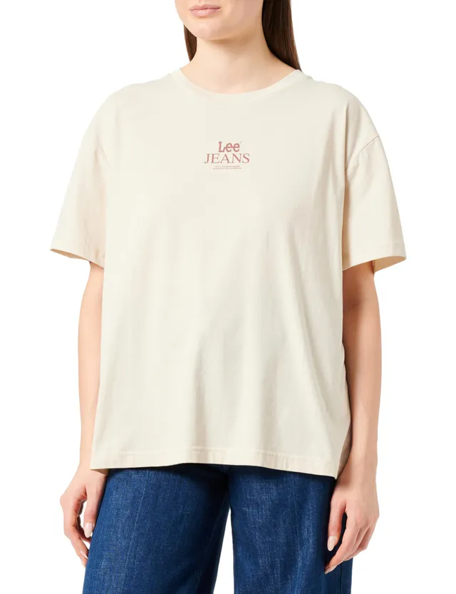 Lee Graphic Crew T-shirt femme beige soy bean col ras-du-cou