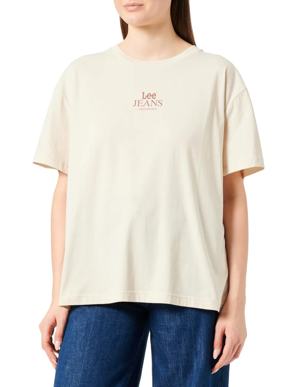 Lee Graphic Crew T-shirt femme beige soy bean col ras-du-cou