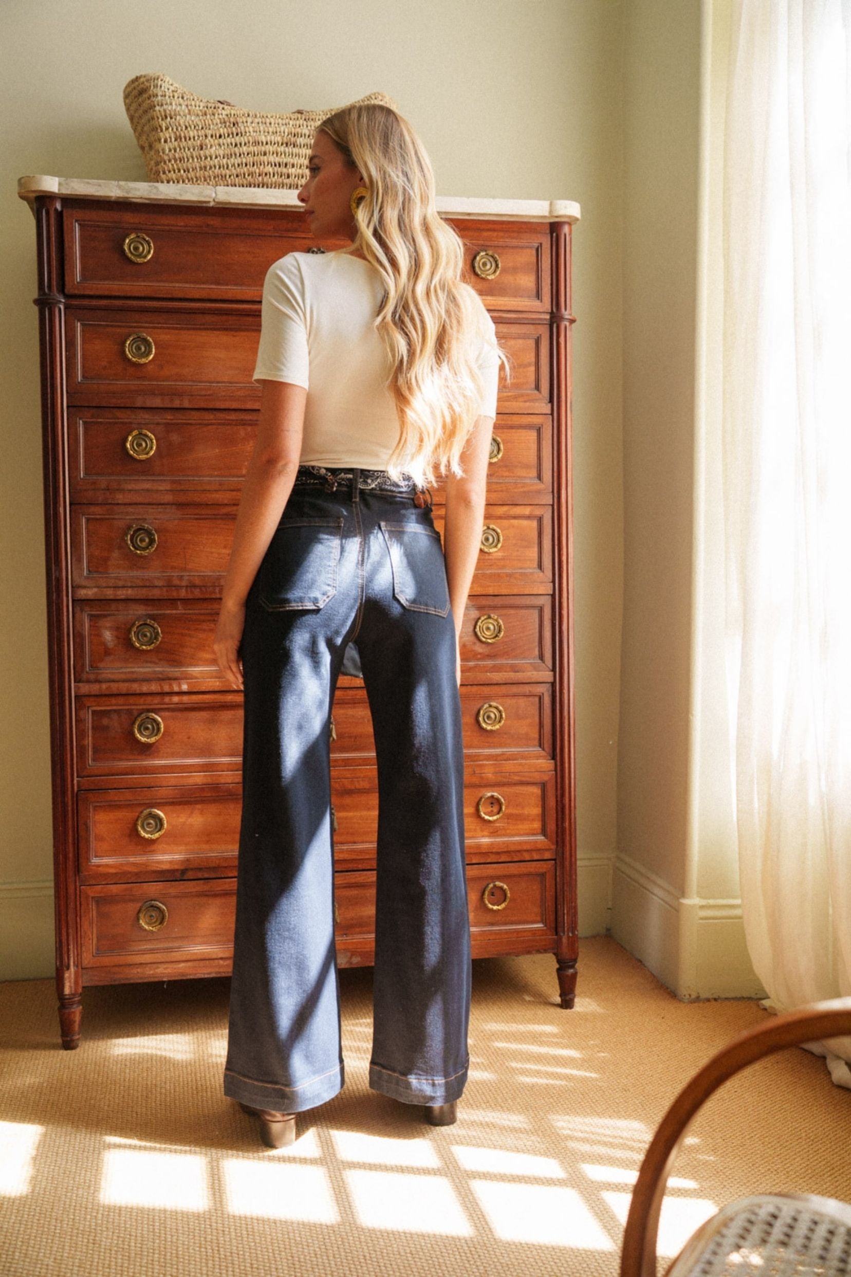 Maison Onado Luz jean wide bleu brut taille haute