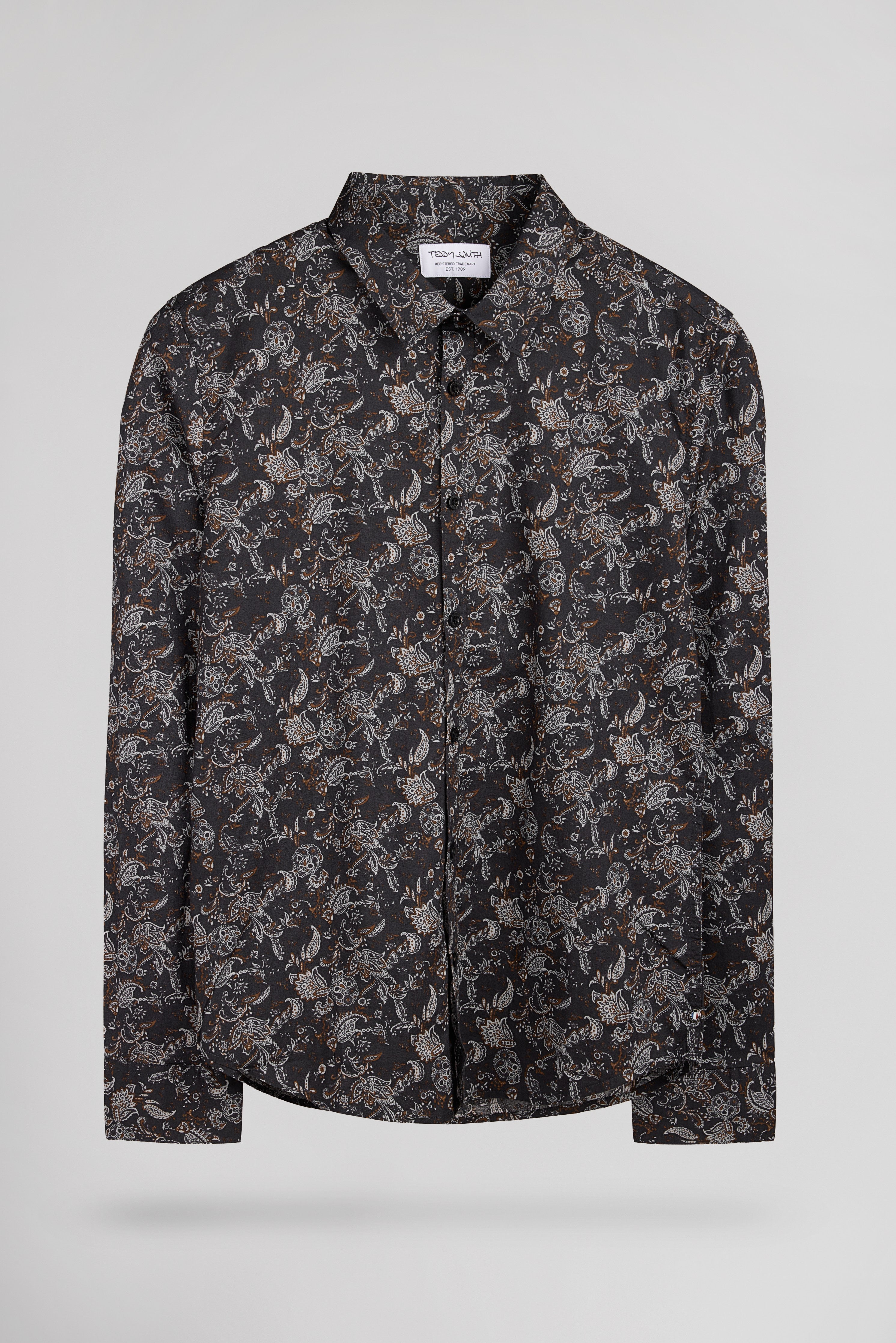 Teddy Smith Carton ML chemise noire stretch homme
