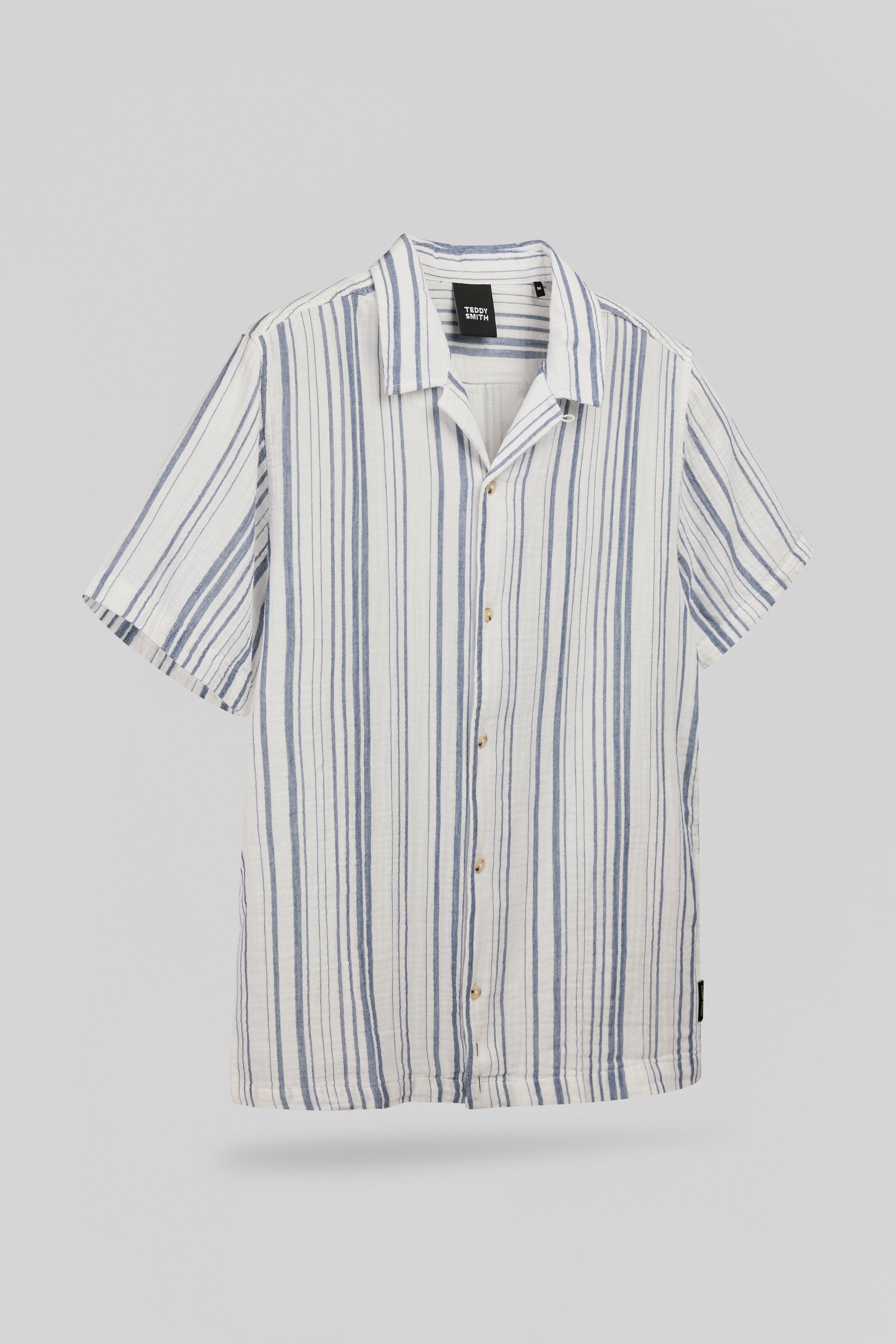 TEDDY SMITH C-CELESTIO MC chemise rayée indigo