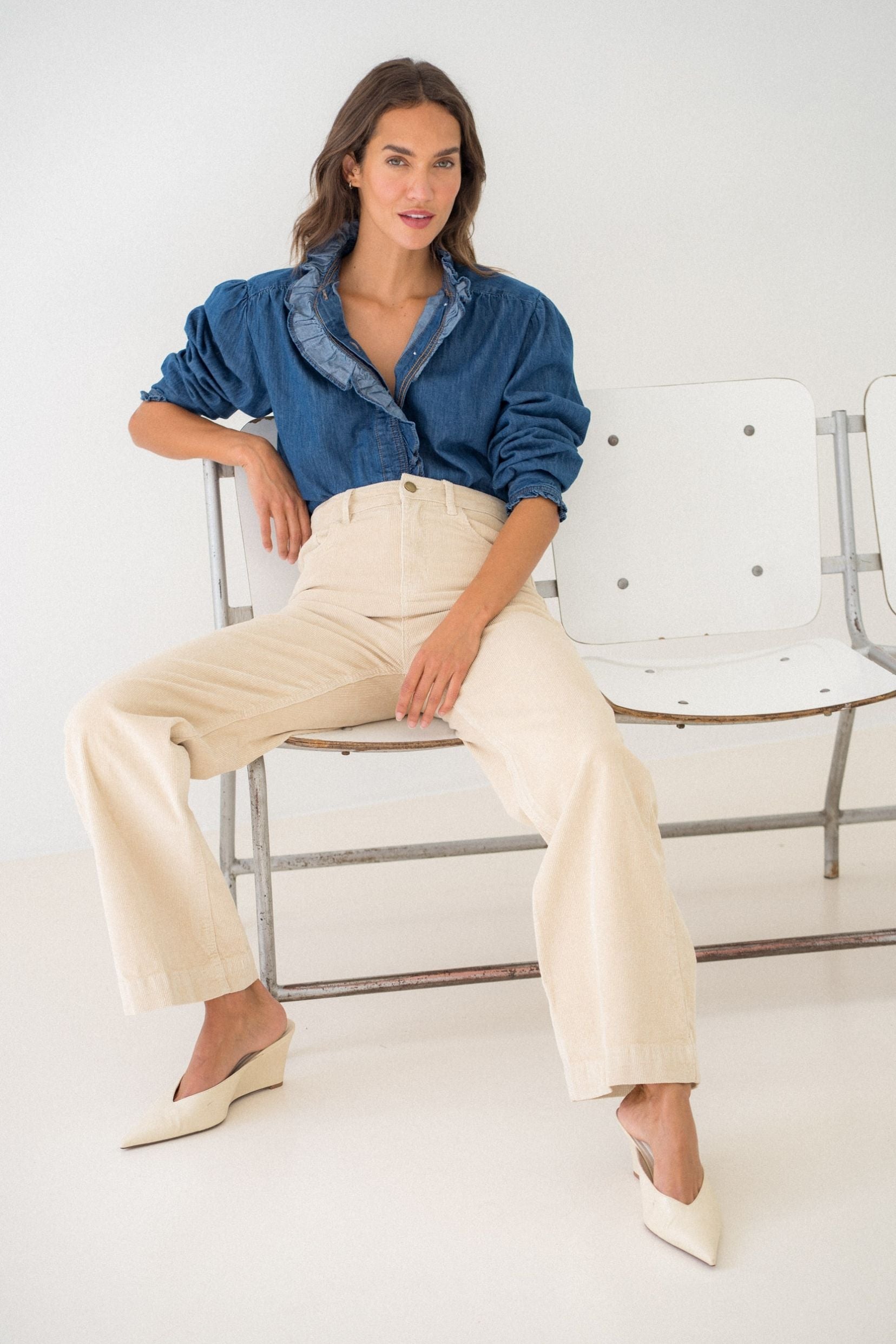 Maison Onado Andrea pantalon crème taille haute