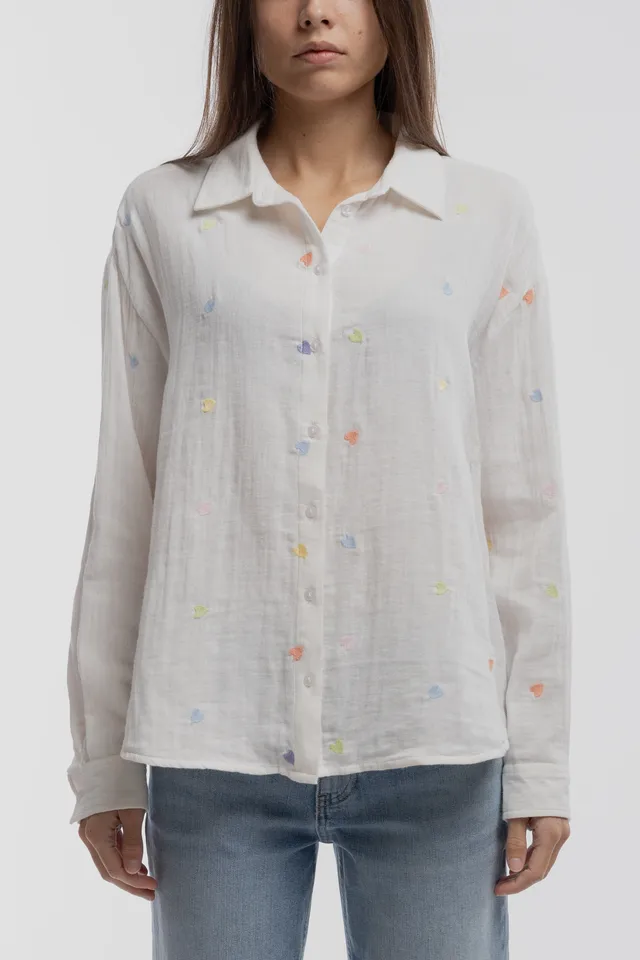 Teddy Smith C-Livana chemise gaze coton blanche cœurs