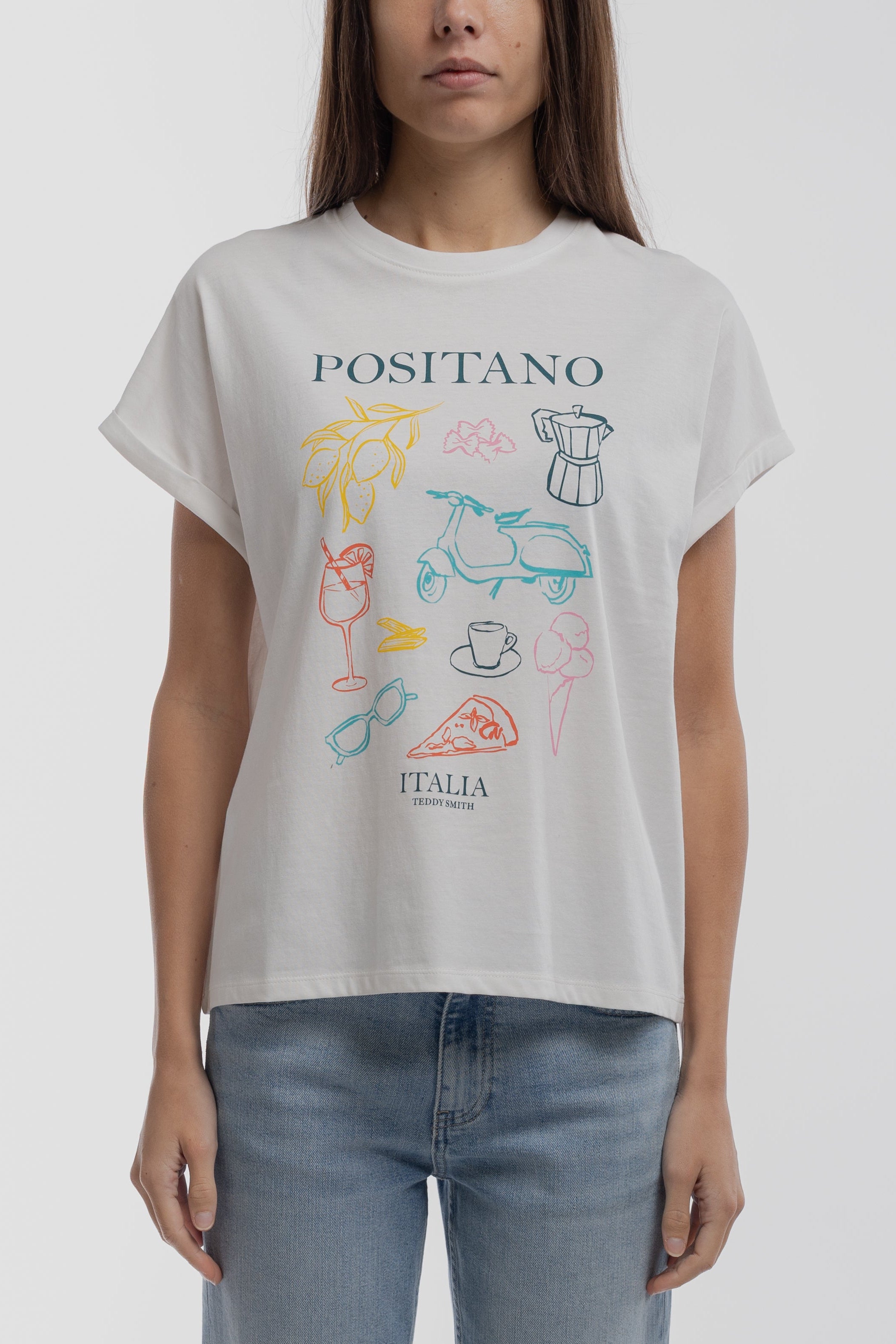 Teddy Smith T-Italia MC t-shirt oversize middle white coton