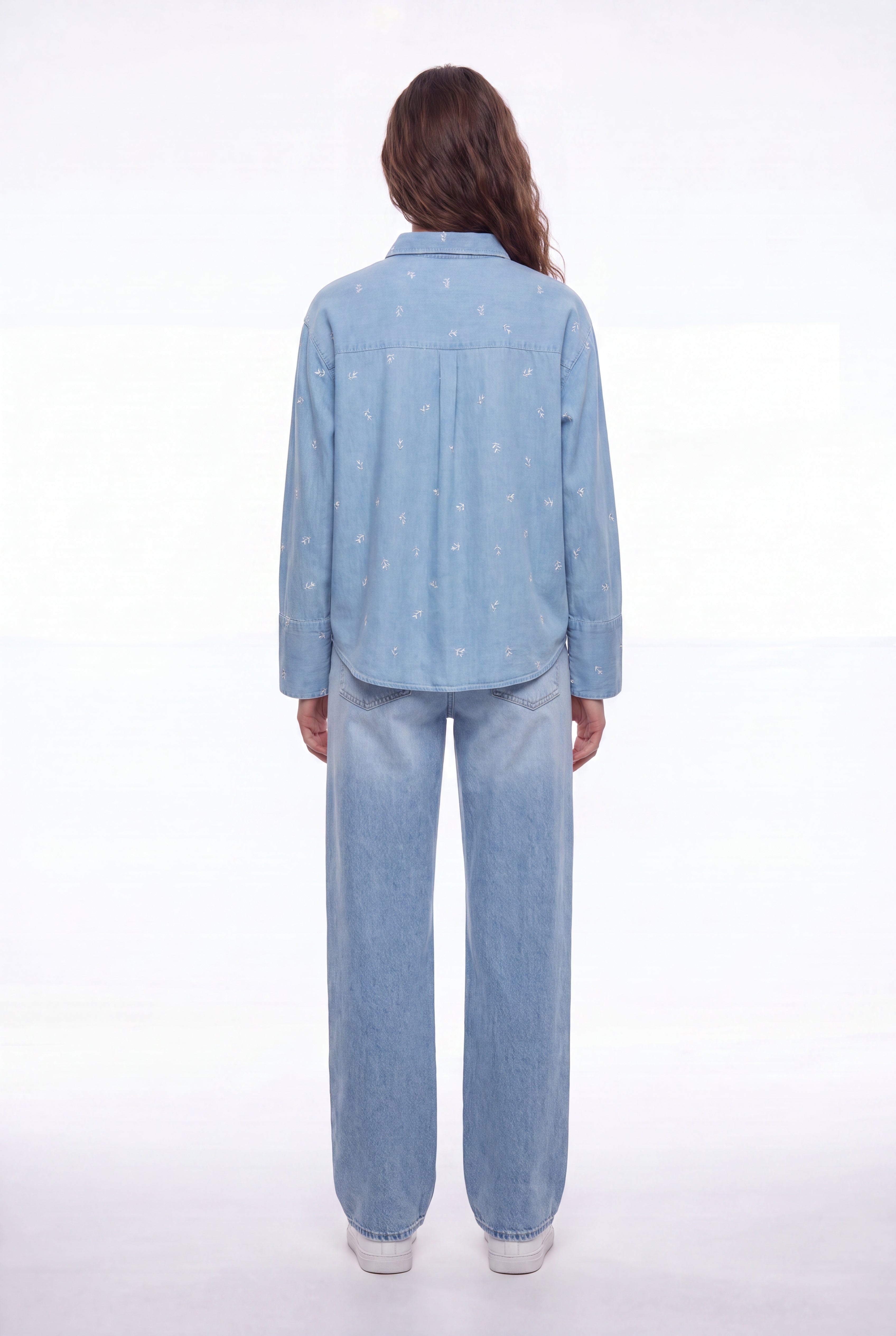 Teddy Smith C-Eliane ML chemise denim bleu clair brodée