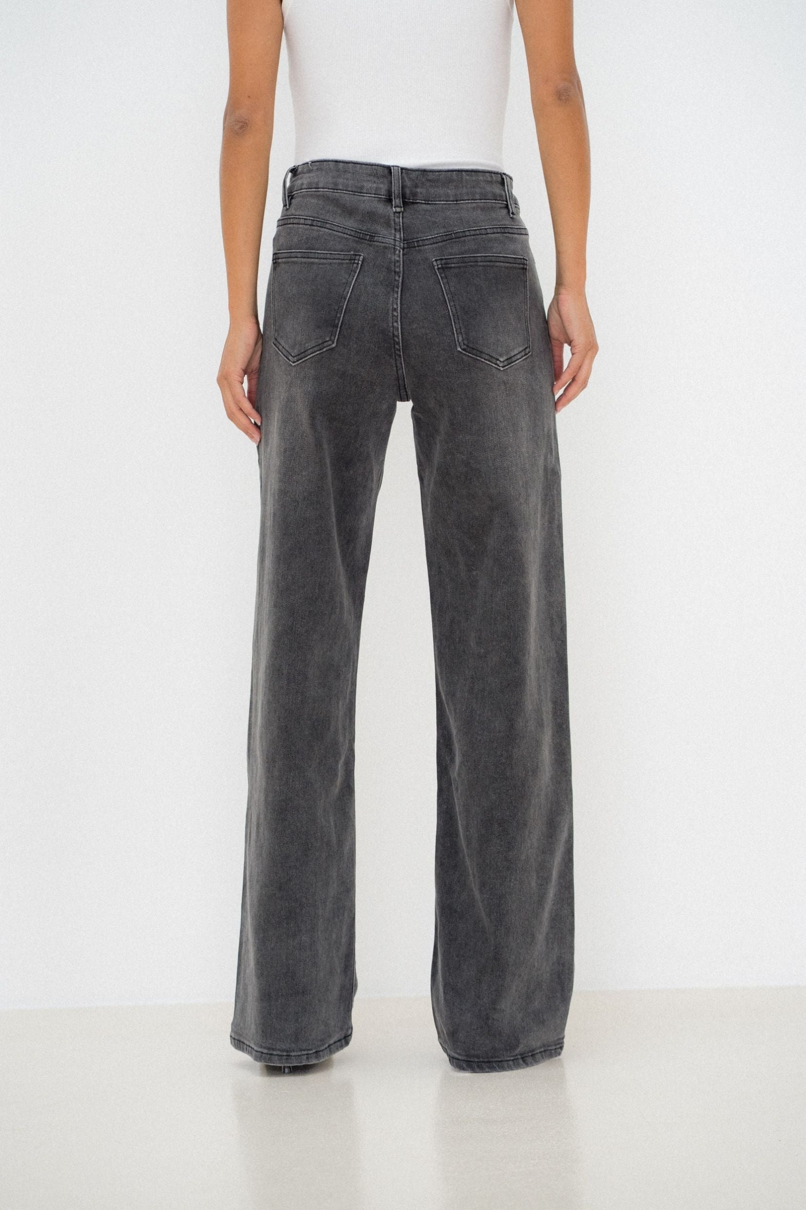 Maison Onado Philice jean wide leg gris délavé coton