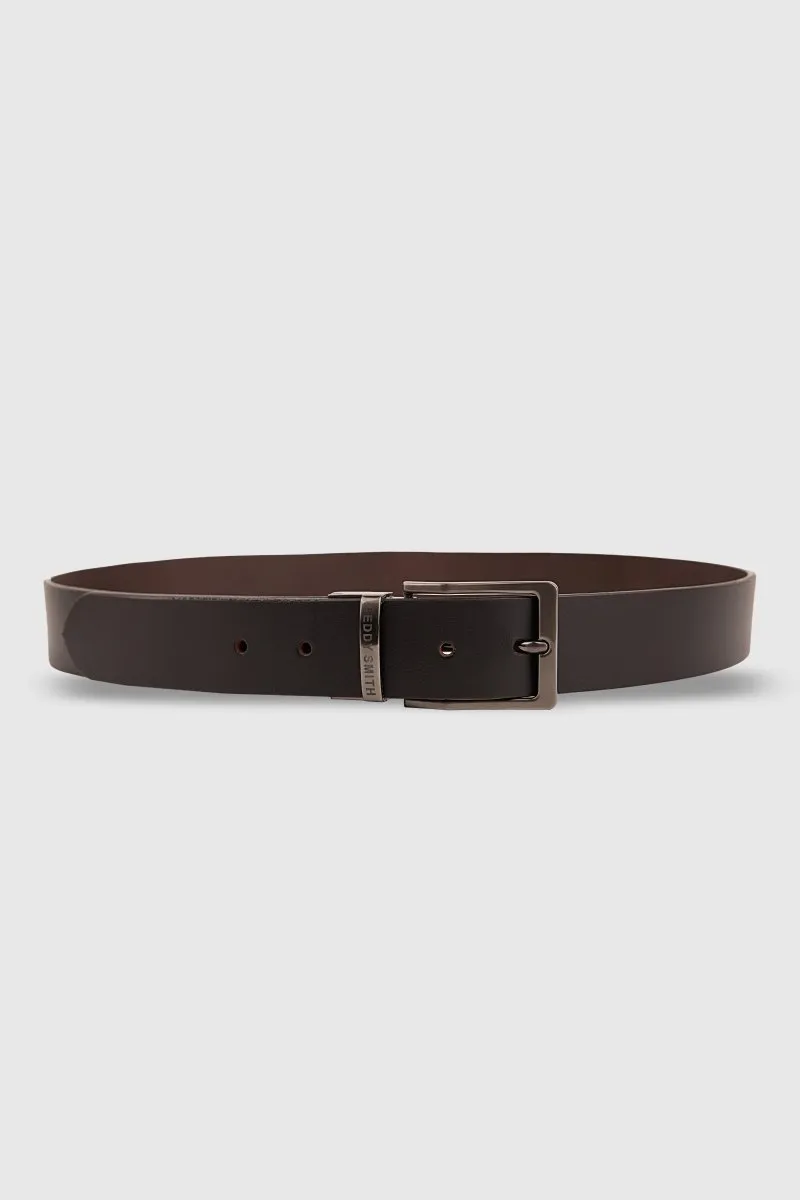 Teddy Smith C-Orwin ceinture homme noir marron cuir réversible