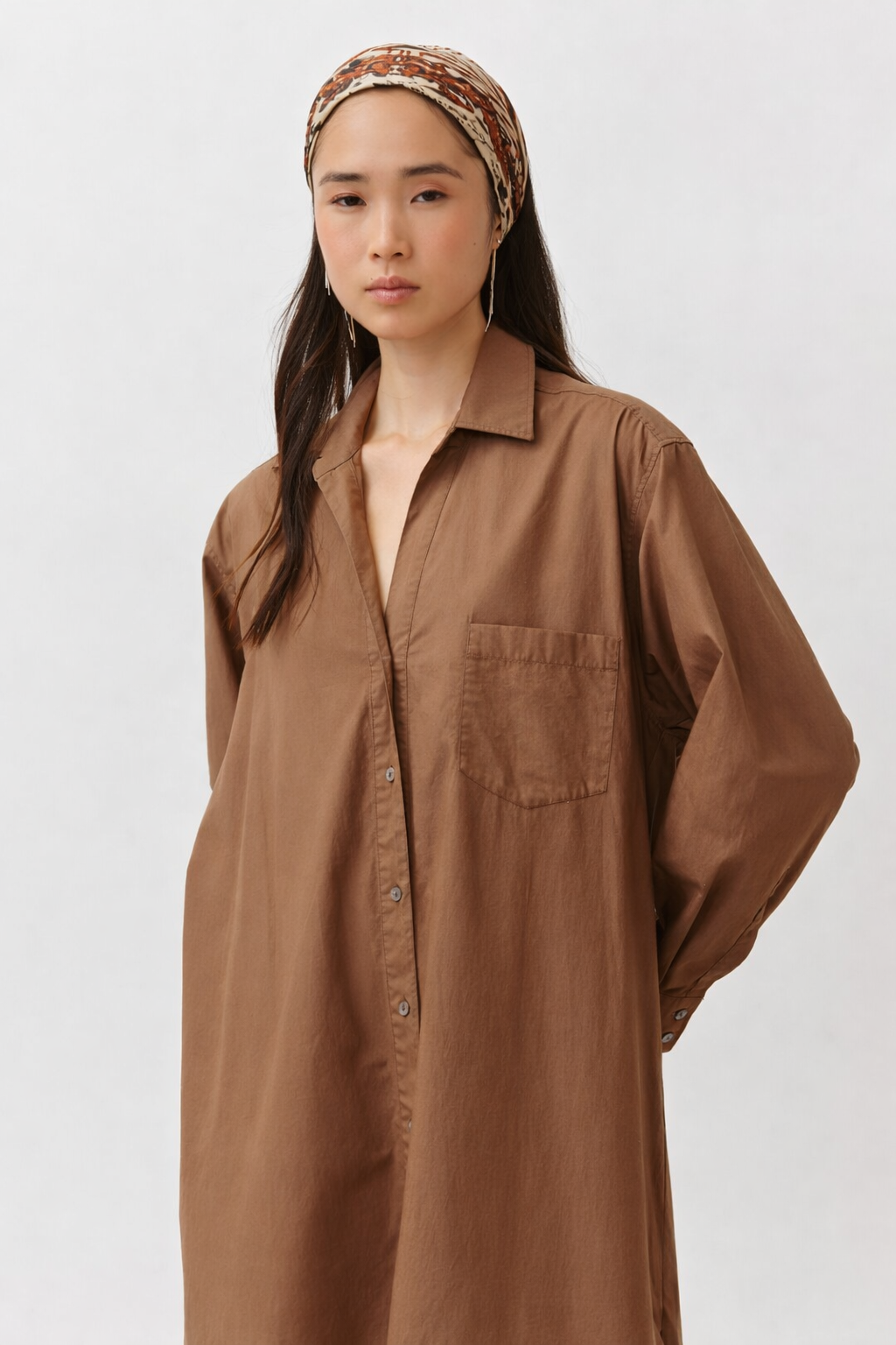 DIEGA RIVATA robe chemise camel manches longues