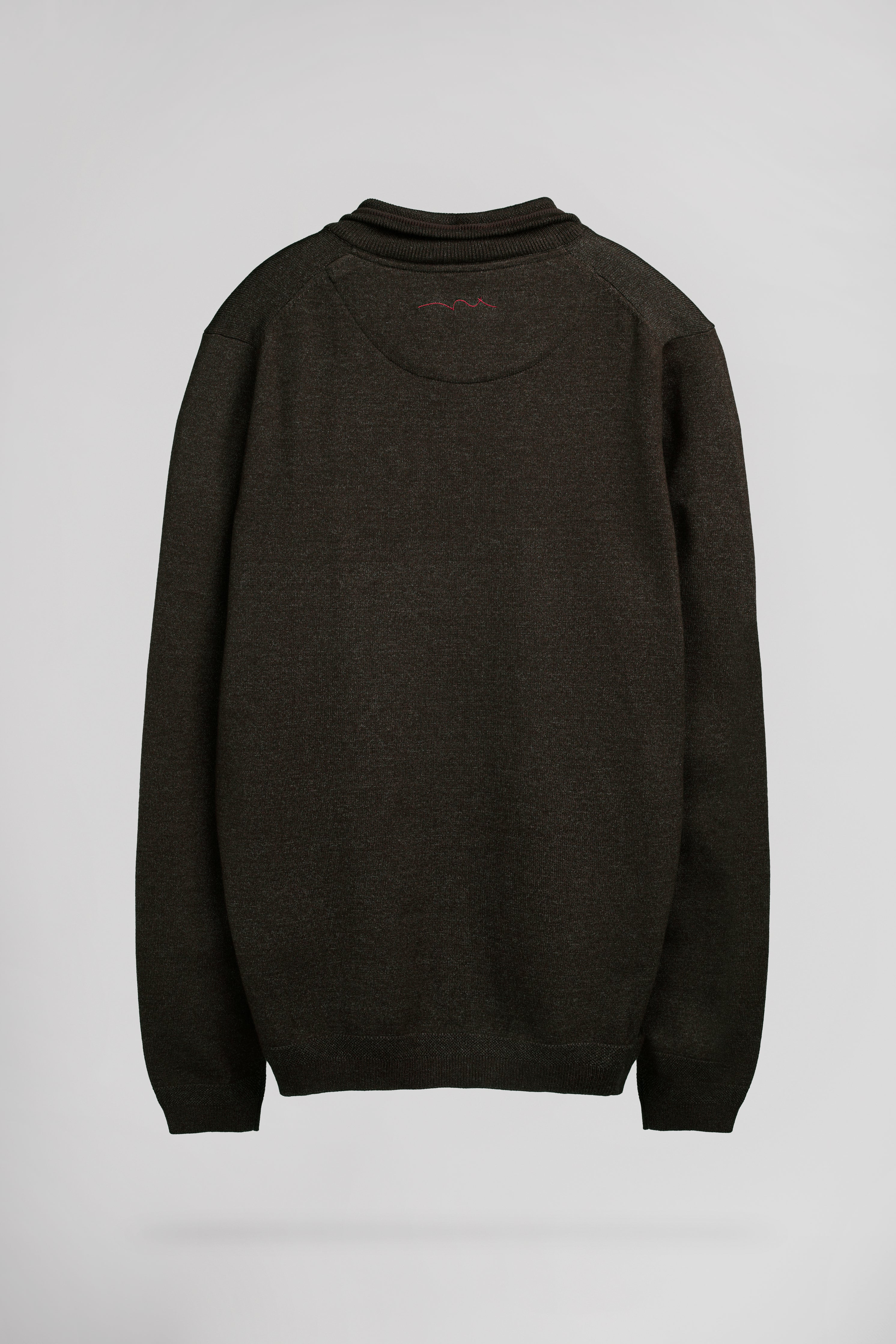 Teddy Smith P-Marty 2 pull col zippé marron foncé chiné homme