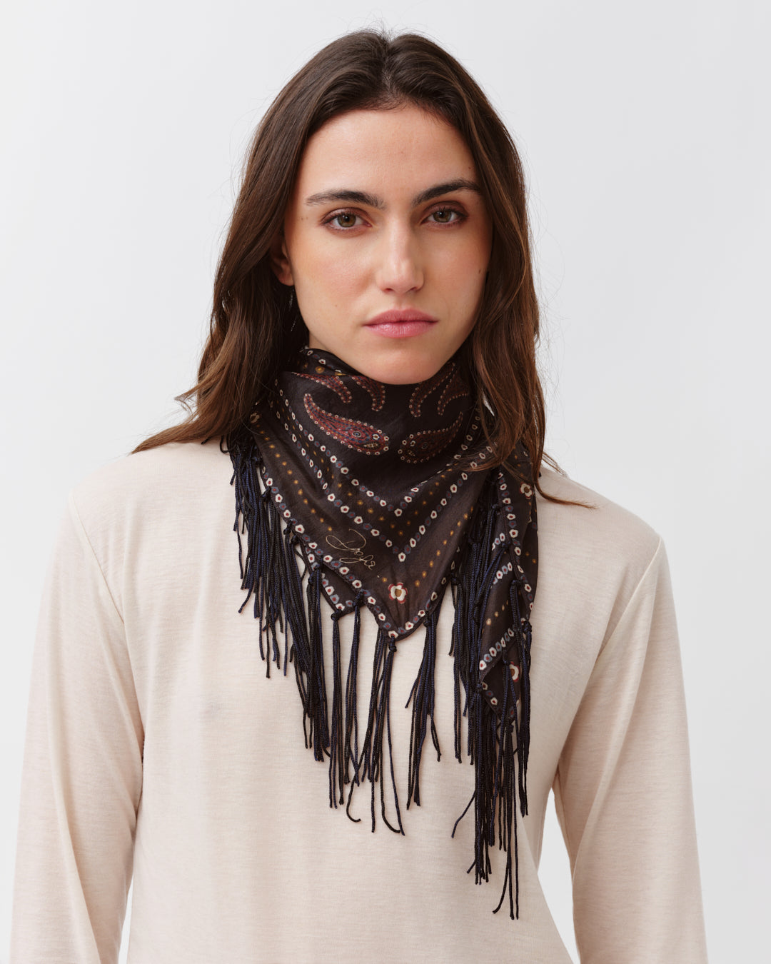 DIEGA FAREO foulard soie noir marine TU