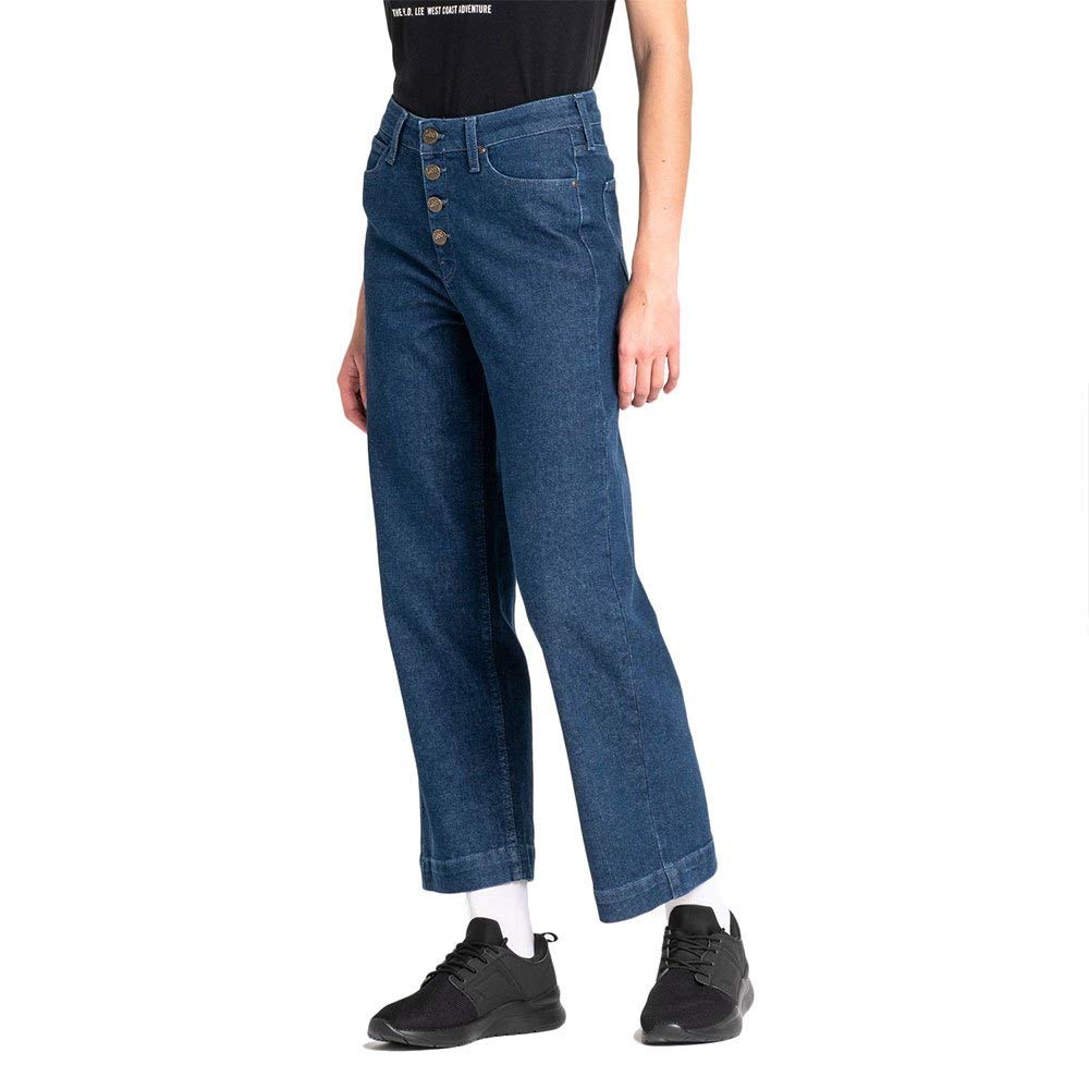 Lee Wide Leg Jean Droit Femme Bleu Foncé Large