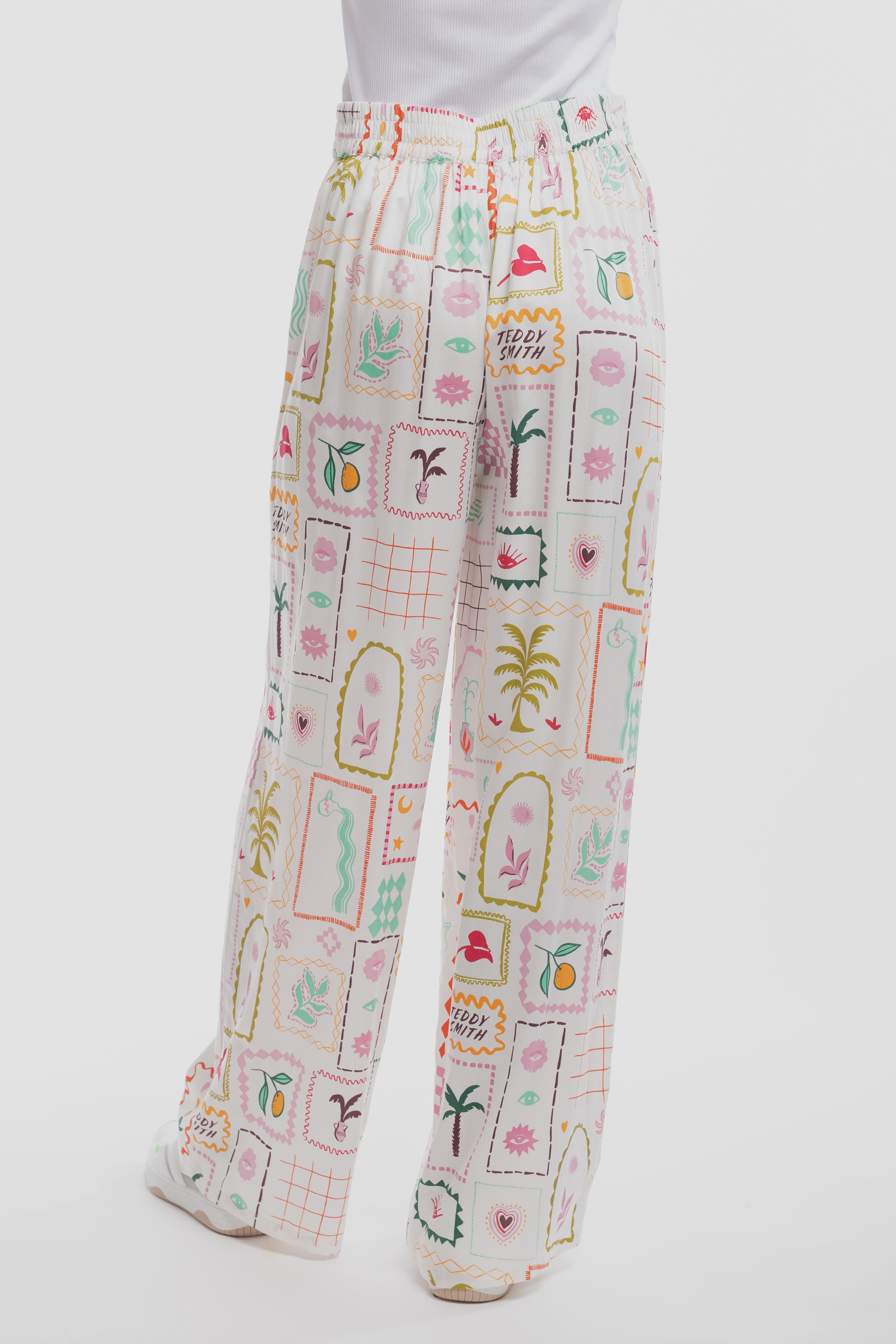 Teddy Smith P-Alex pantalon blanc imprimé large