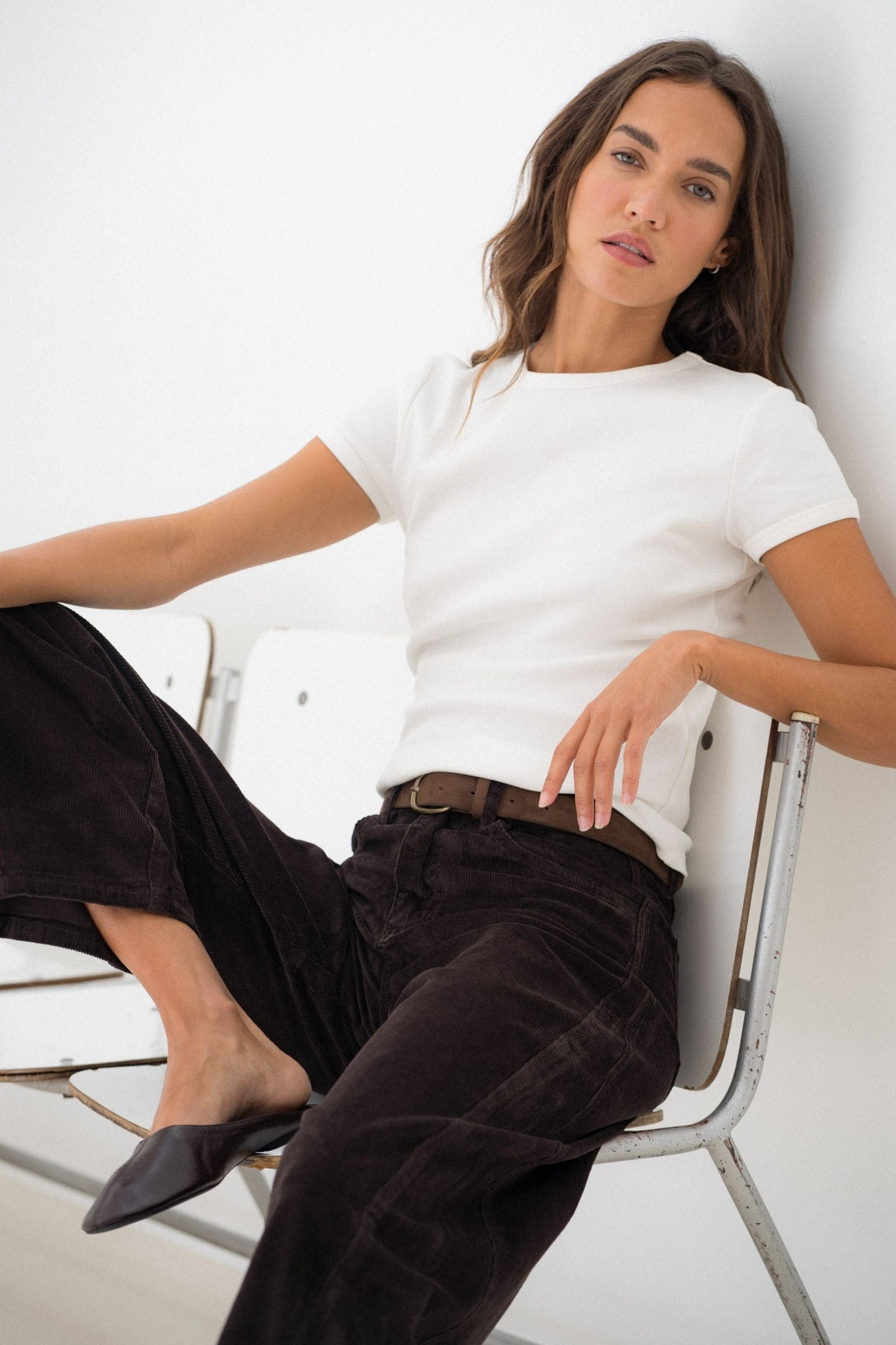 Maison Onado Karine pantalon velours chocolat