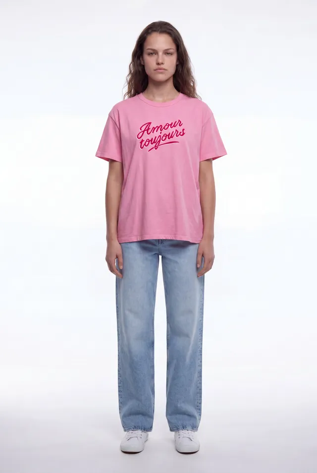 Teddy Smith T-Amour t-shirt oversize rose bonbon femme coton