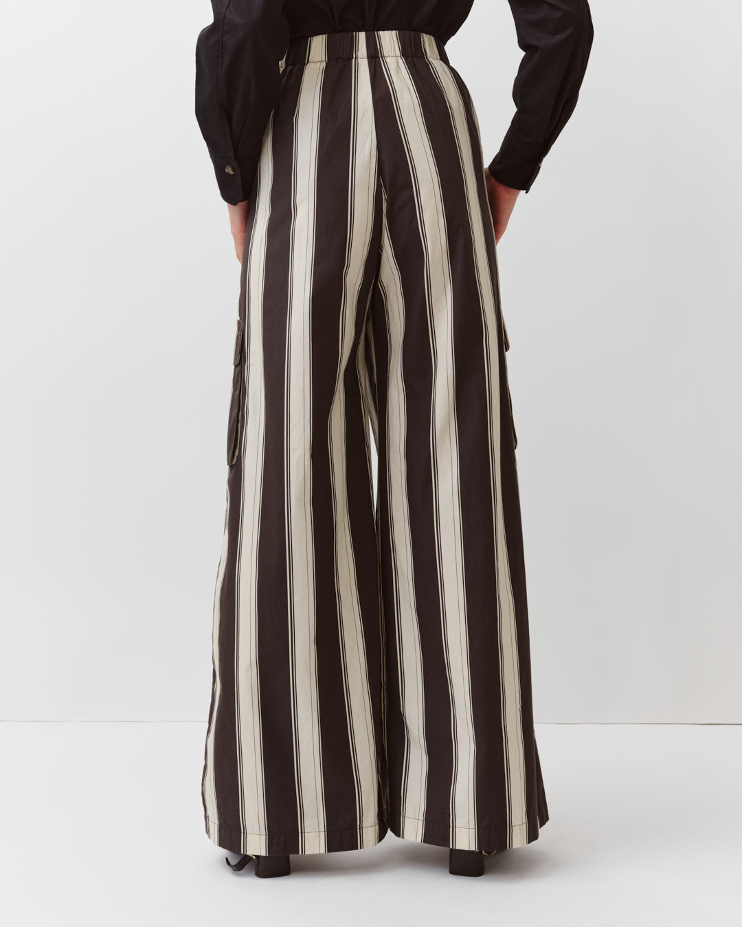 DIEGA PACO pantalon large noir écru élastiqué