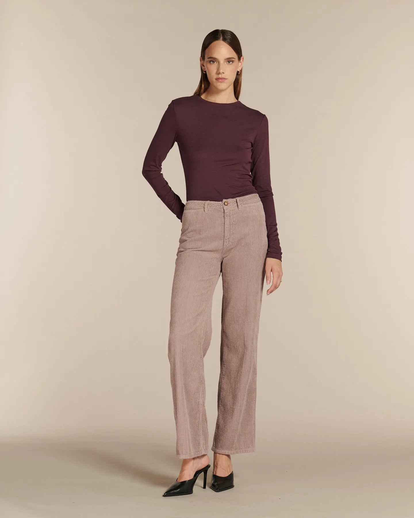 Labdip Swann Trendy Corduroy pantalon velours wisteria taille haute