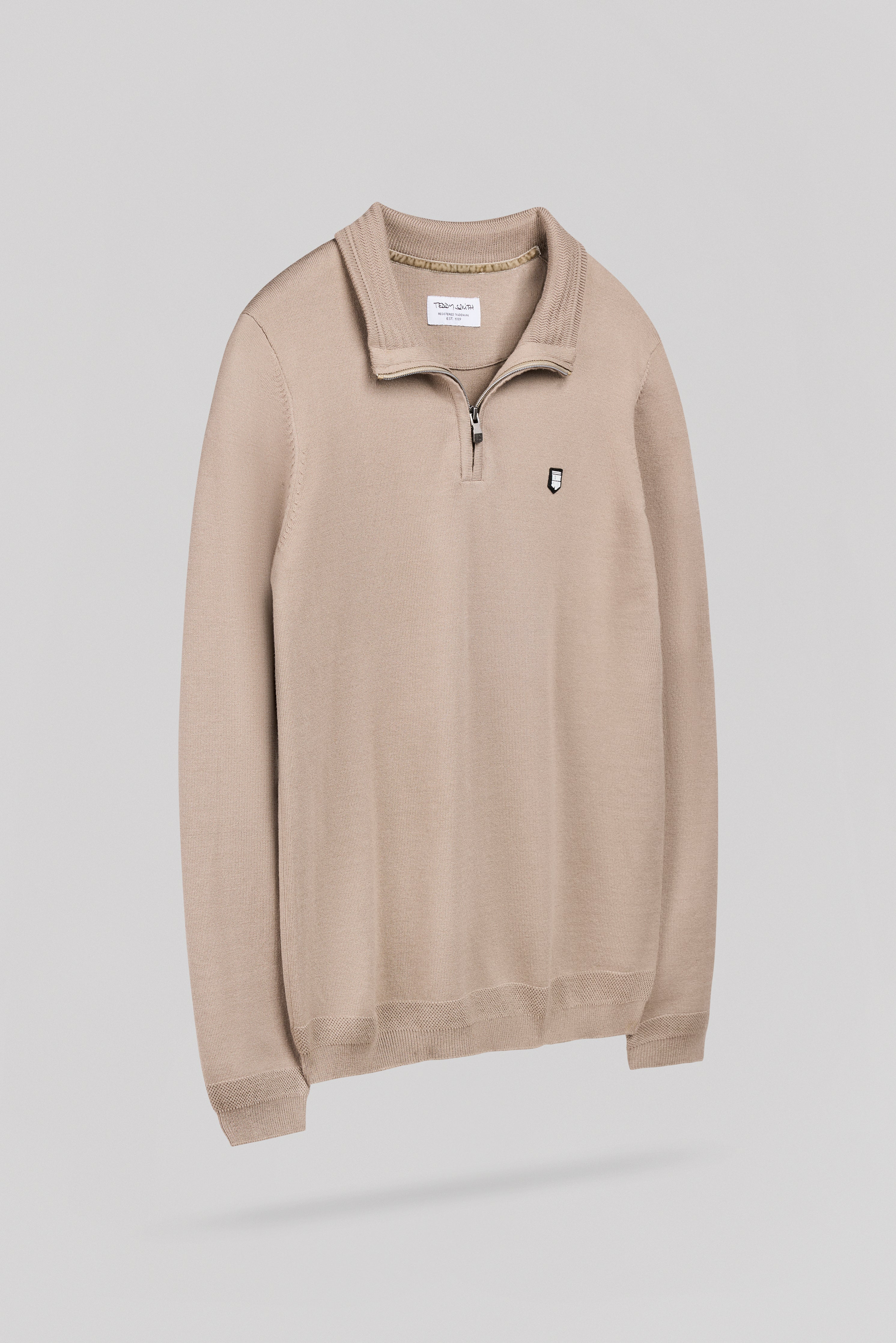 Teddy Smith P-Marty 2 pull col montant zippé Wolf Beige