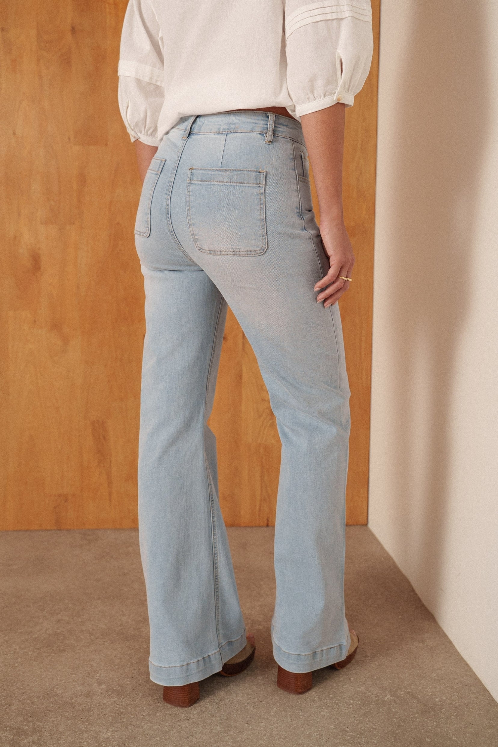 Maison Onado Ola jean wide flare denim clair