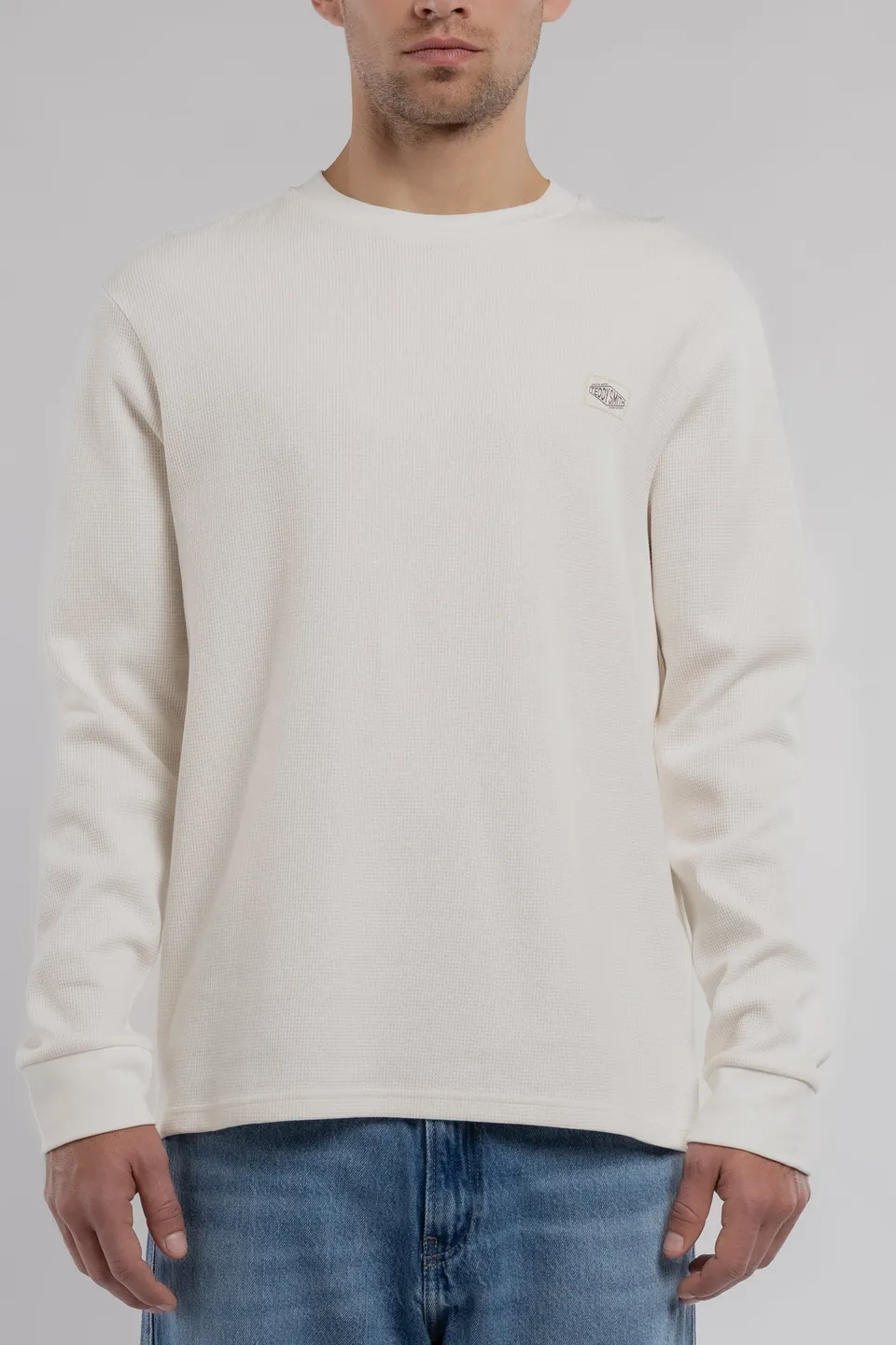 Teddy Smith T-Waffle ML t-shirt manches longues blanc gaufré